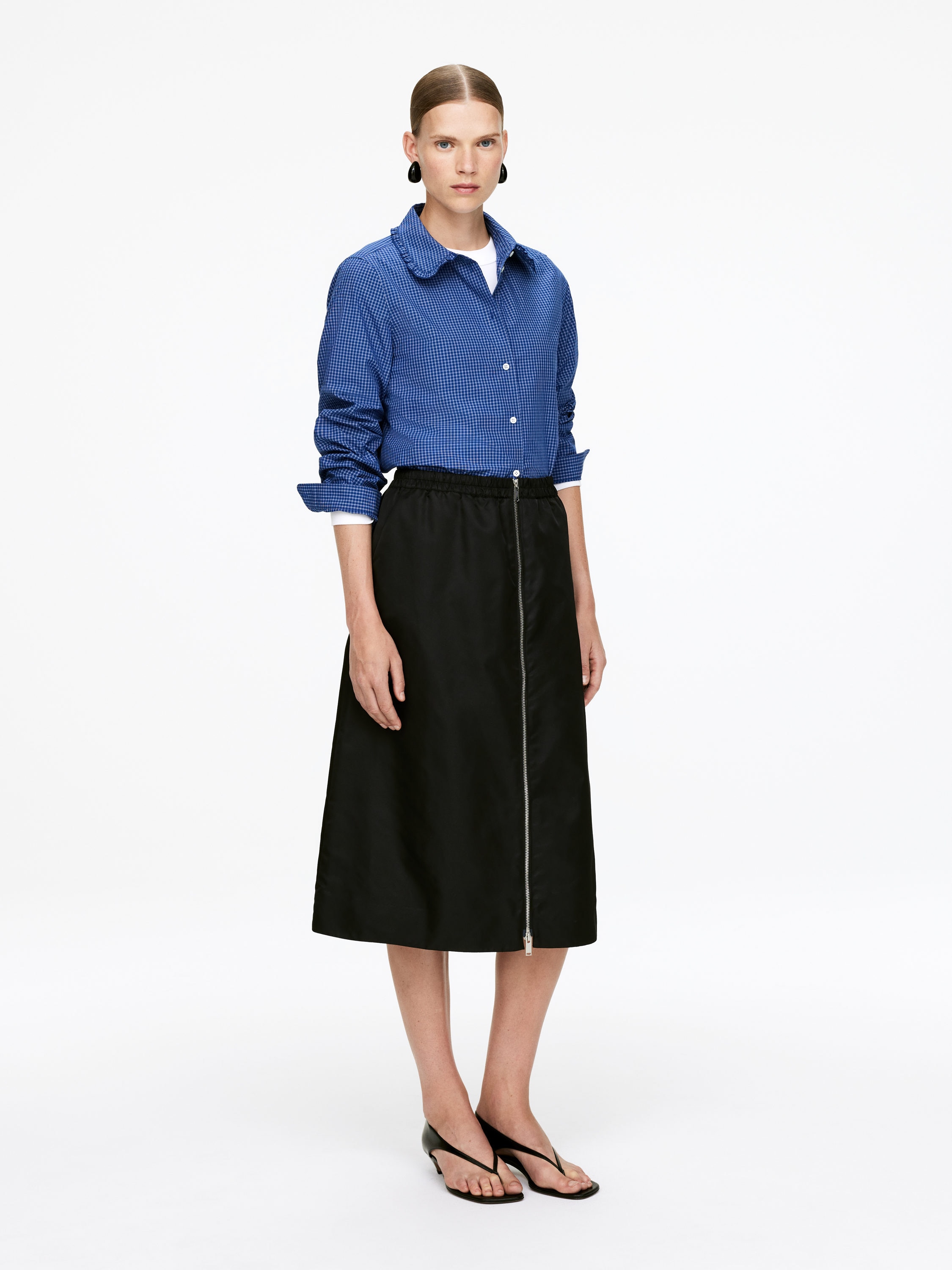 Frill Blouse - Blue/Checkered - Regular fit - Women - StillMedia/Lookbook - 5