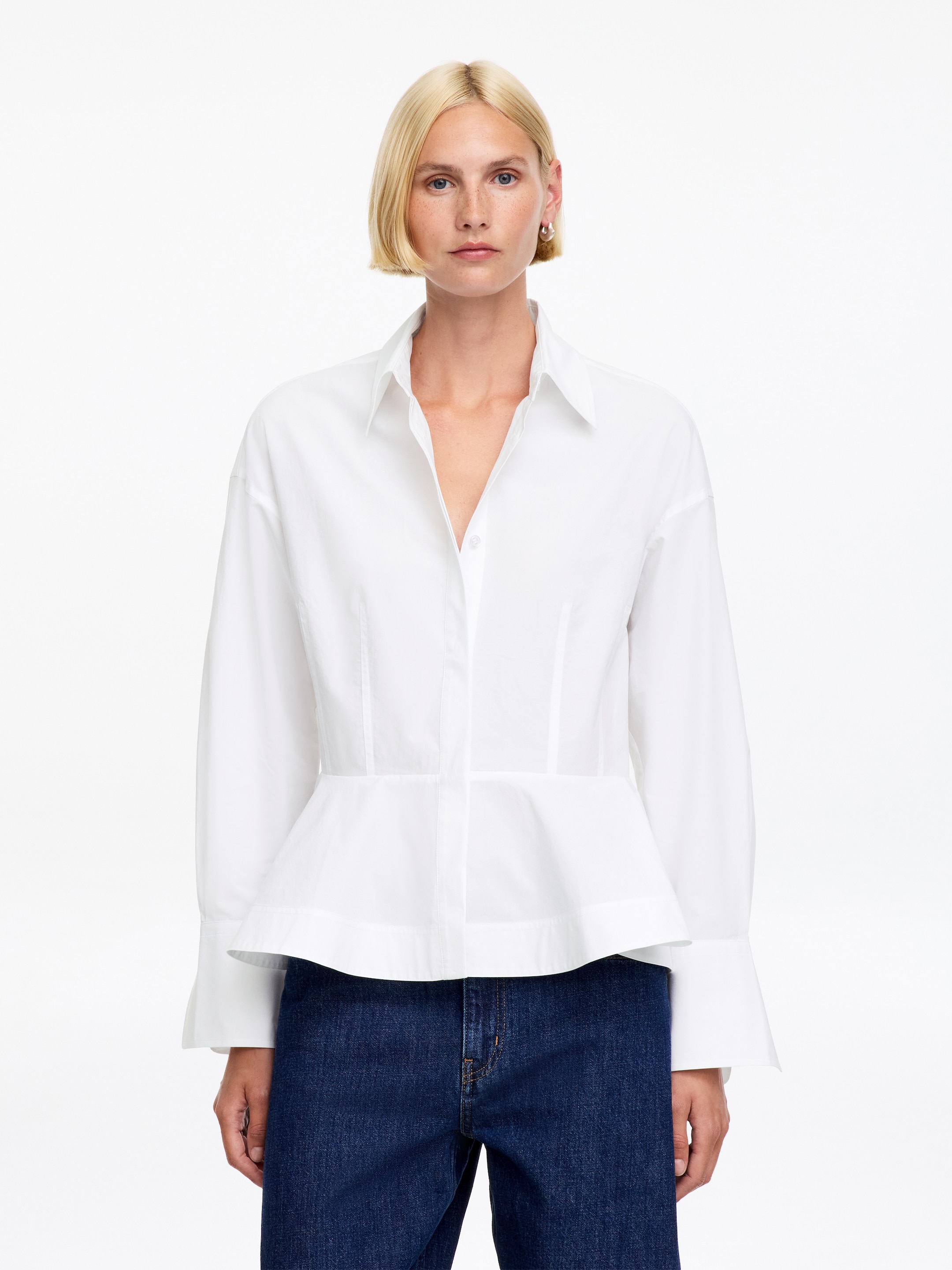 Camisa peplum de algodón-White-20024