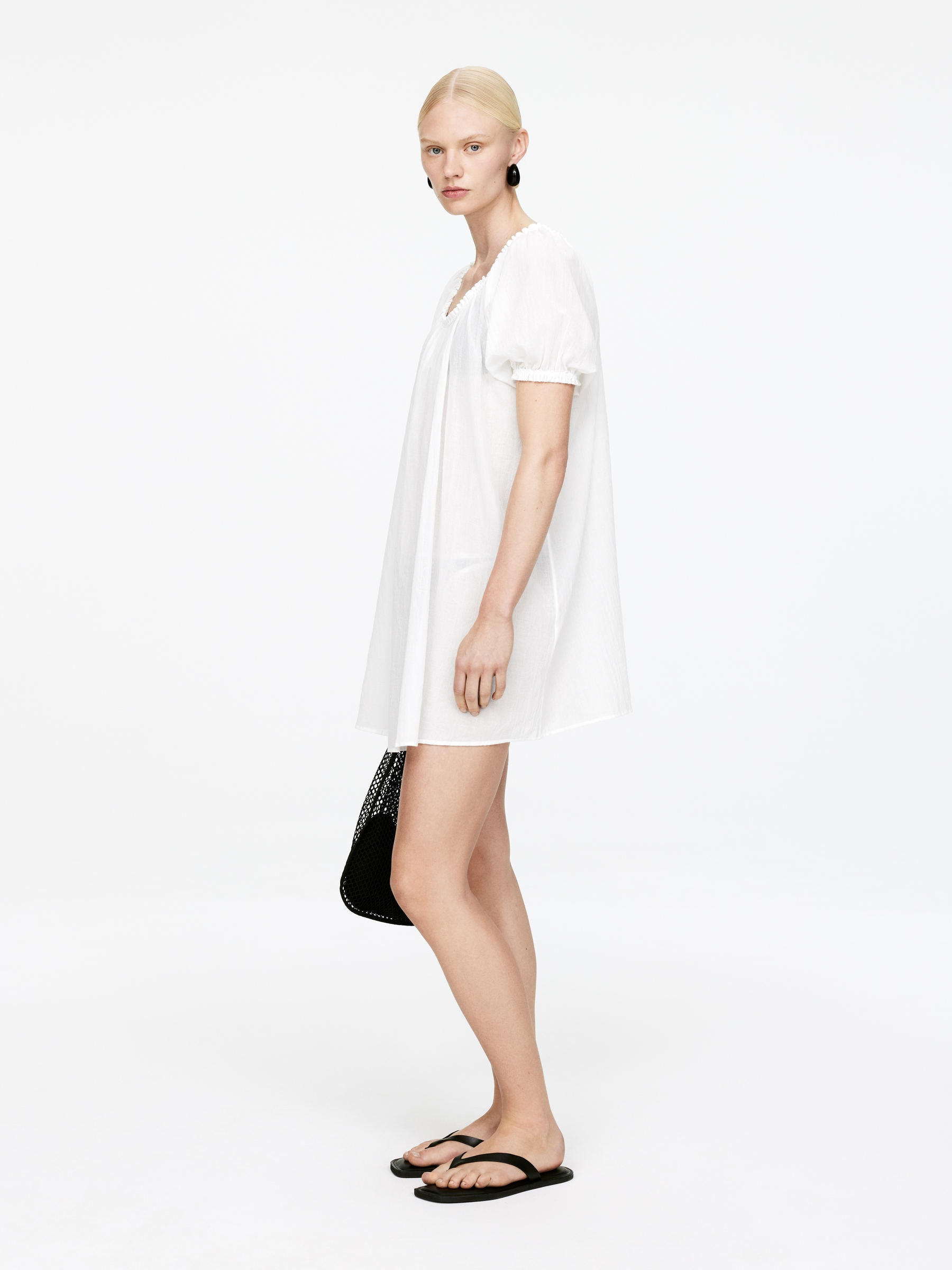 Cotton Voile Beach Dress - Off White - Loose fit - Women - StillMedia/Lookbook - 6
