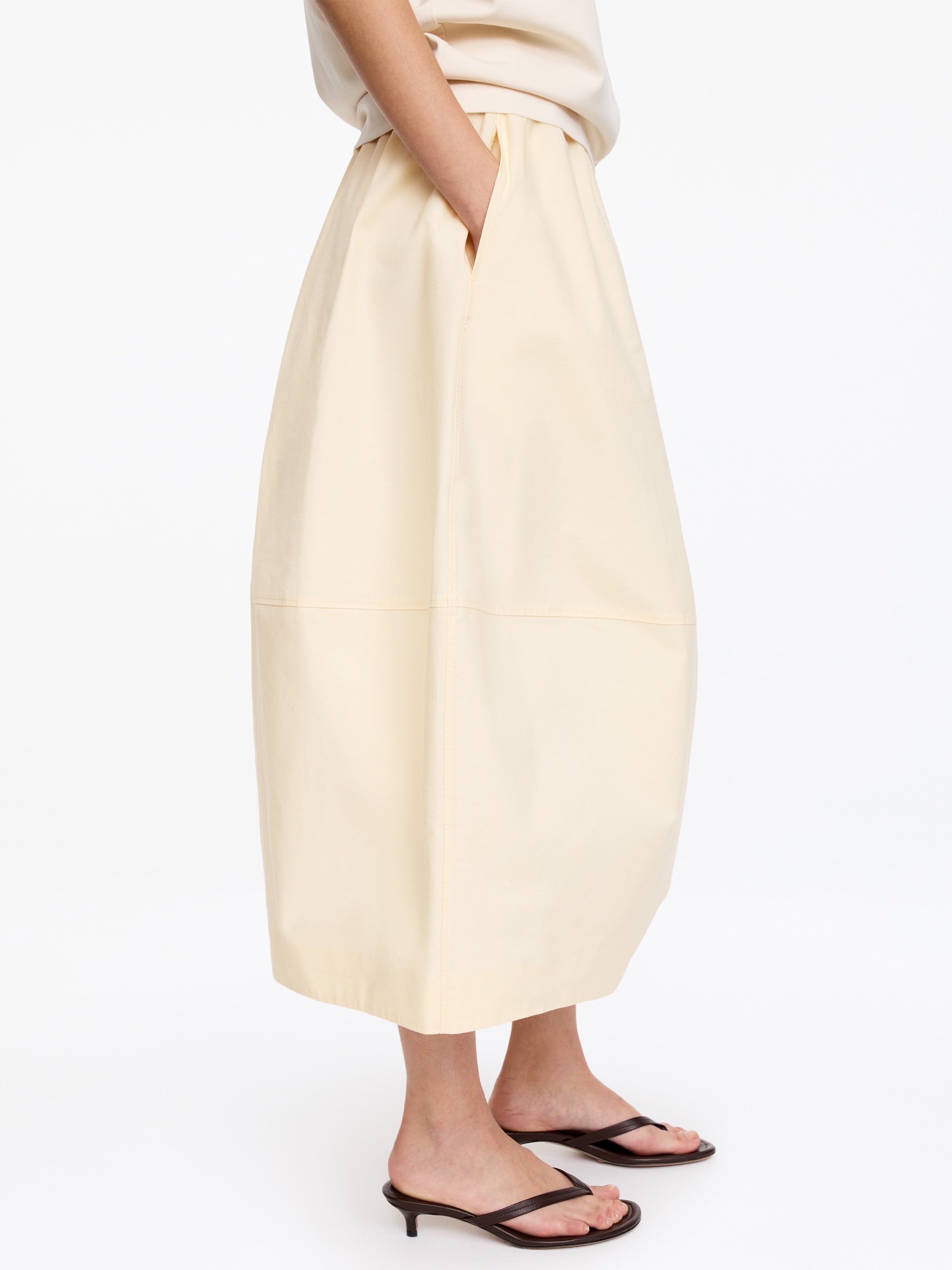 Cotton Midi Skirt - Light Beige - Regular fit - Women - StillMedia/Lookbook - 3