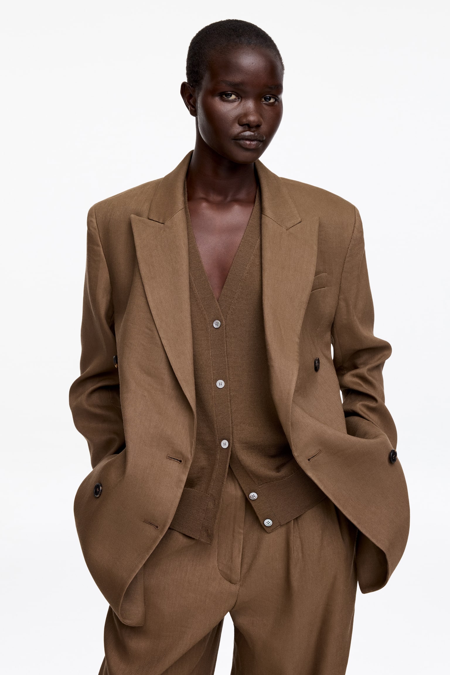 Gilet in lana merino - Marrone/Nero - 3