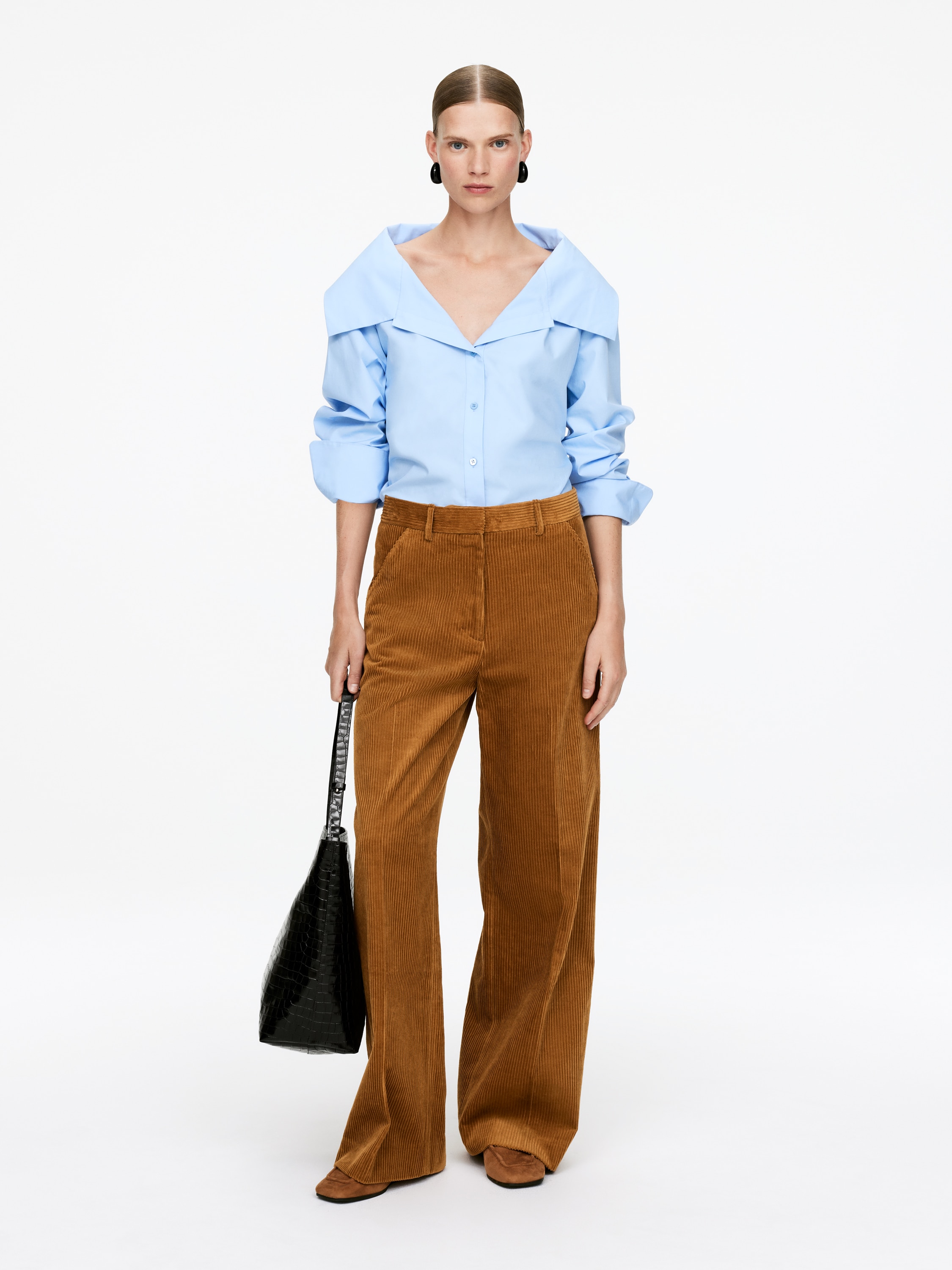 Weite Cordhose - Braun/Dunkelblau