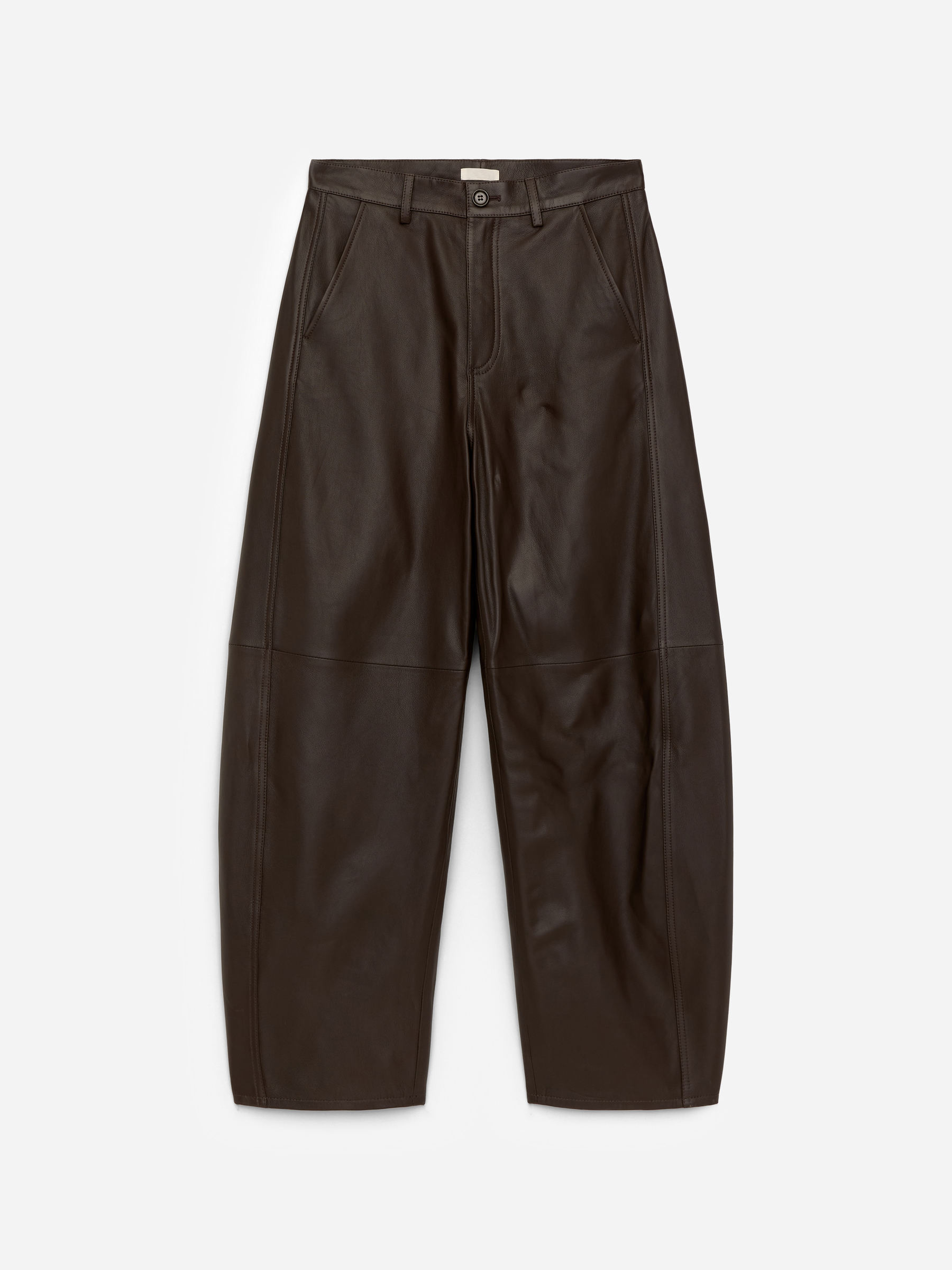 Barrel Leather Trousers-#3F3838-17596
