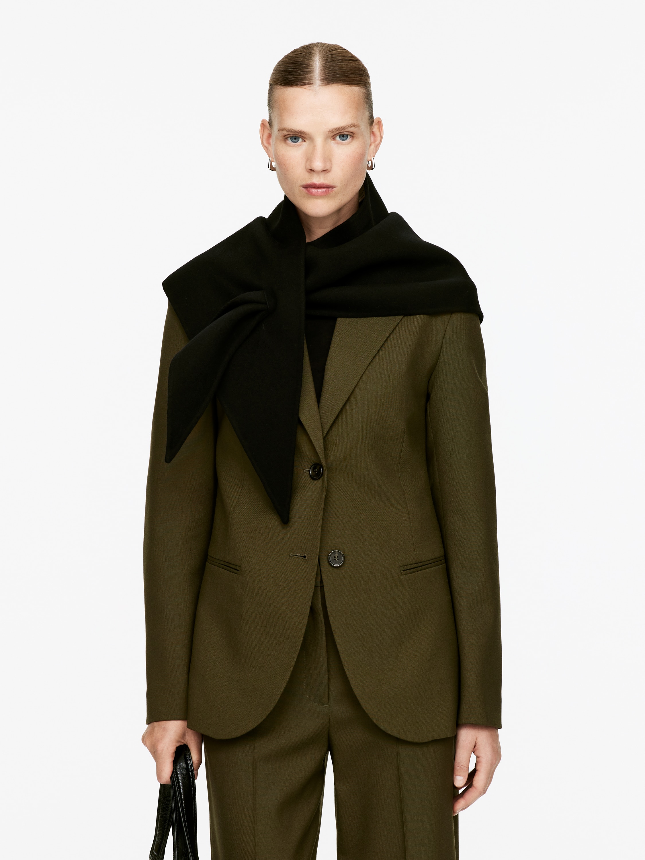 Triangle Wool Scarf - Черен/Бордо