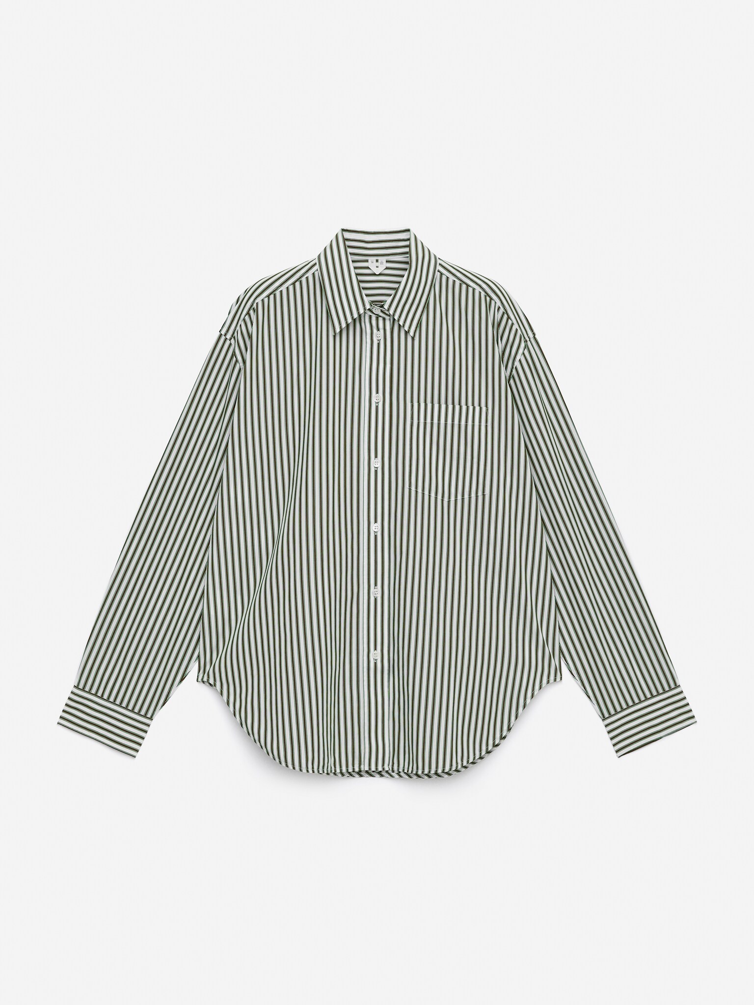 Oversized Cotton Shirt - Green/White/White - 2