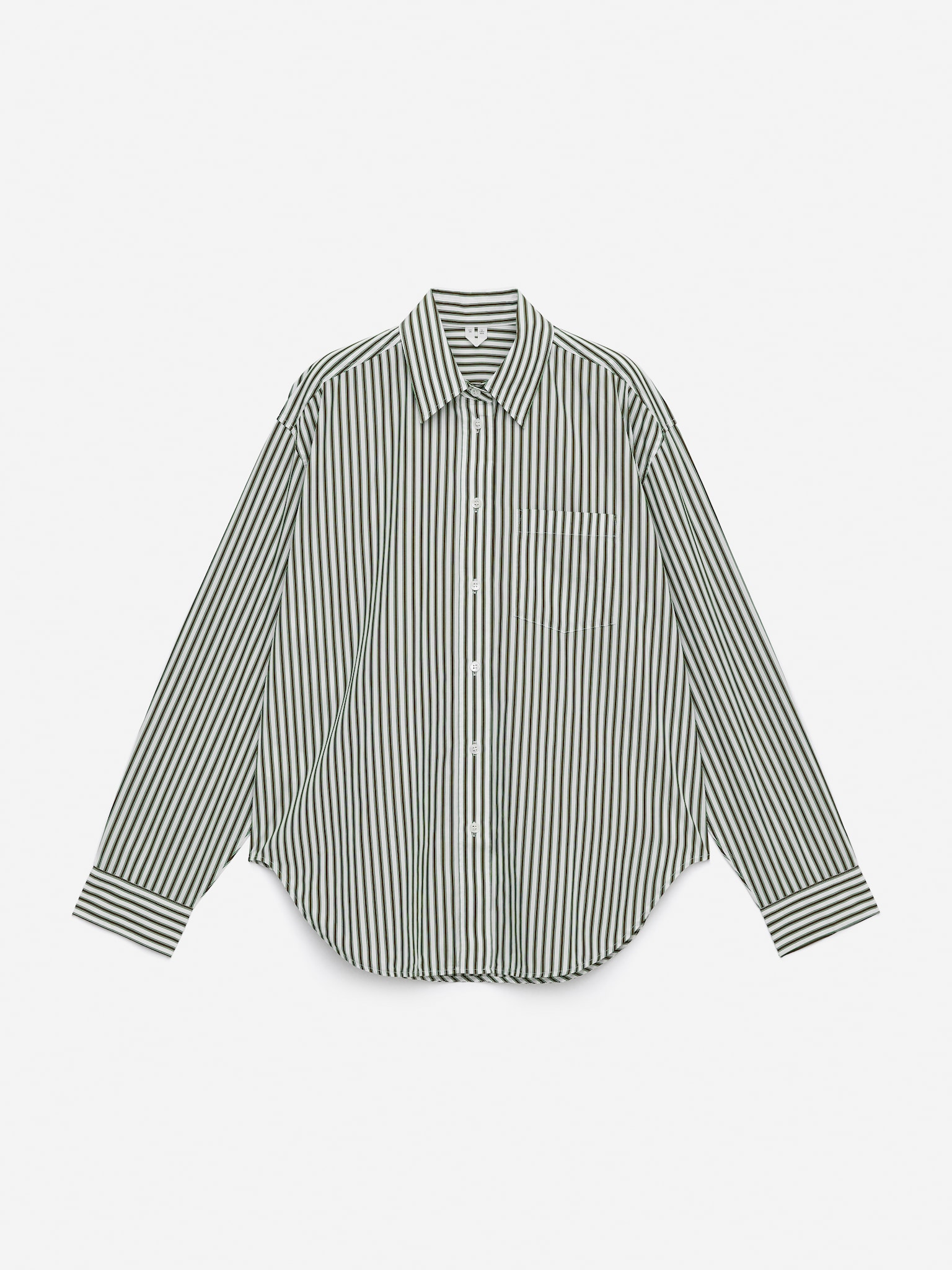 Oversized Cotton Shirt - Green/White/White - 2