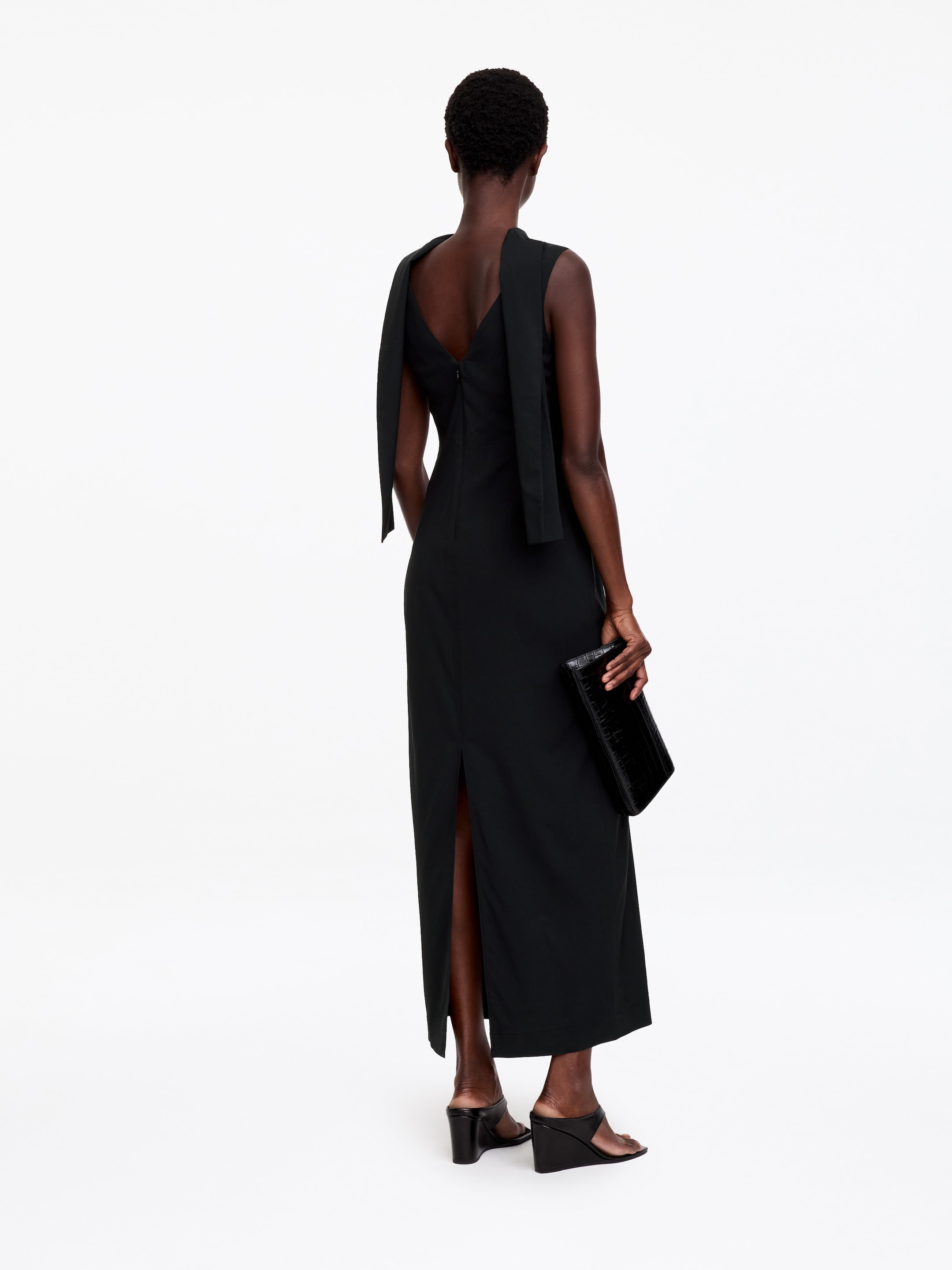 Draped Neck Dress - Black - Slim fit - women - StillMedia/Lookbook - 3