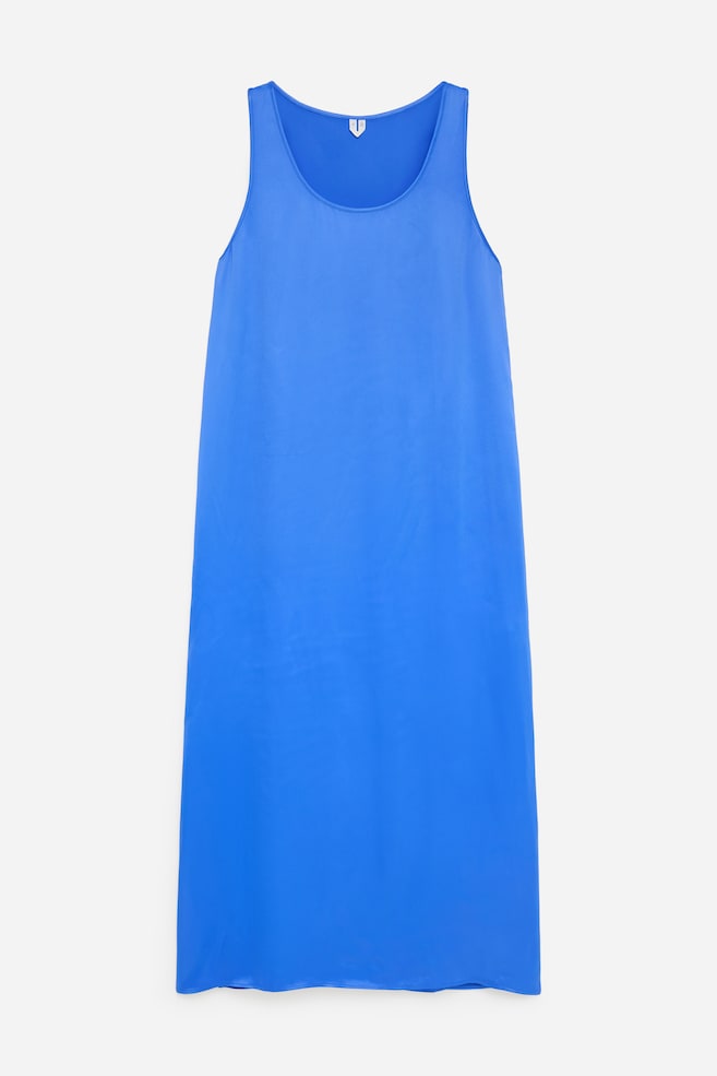 Robe en satin sans manches - Bleu/Marron - 1
