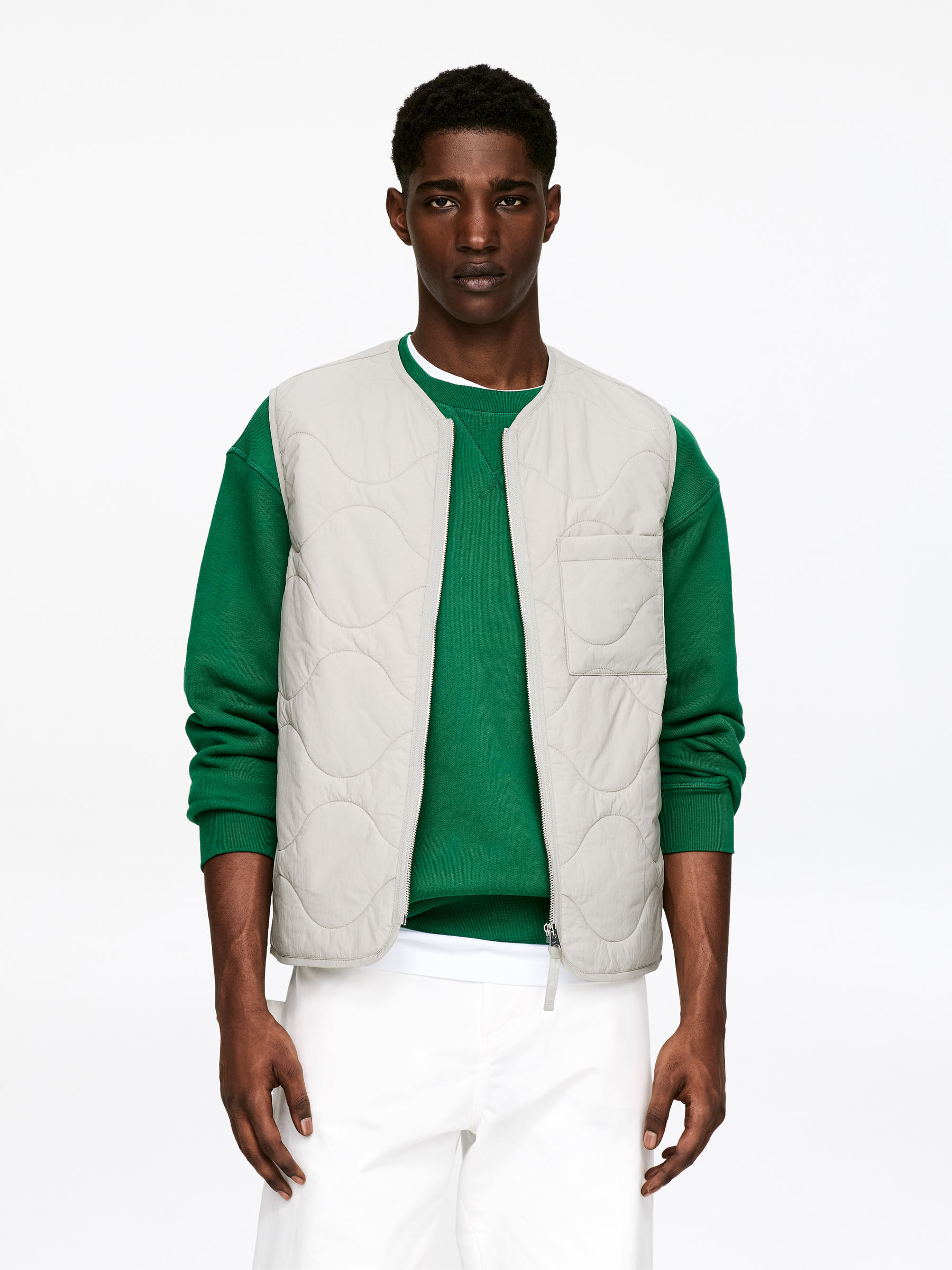 2-in-1 Quilted Liner Vest - Light Grey - Regular fit - Men - StillMedia/Lookbook - 4