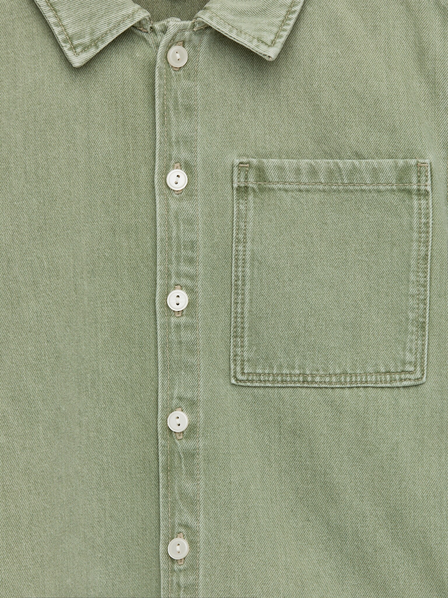 Washed Denim Overshirt - Green/Dark Blue - 3