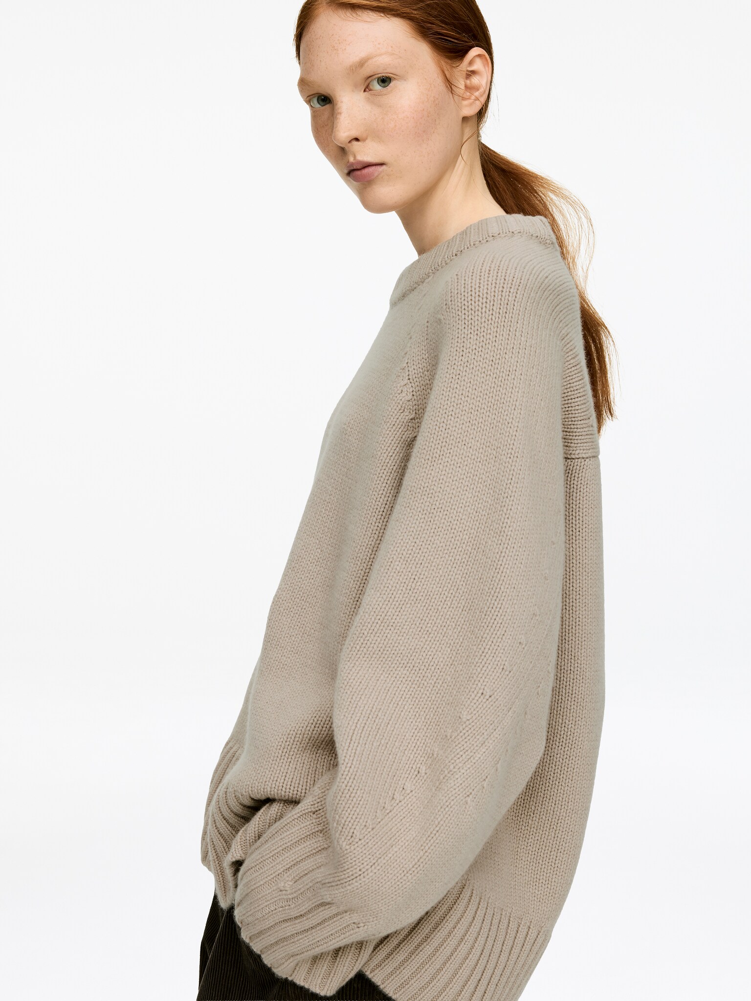 Pull épais en pur cachemire​ - Beige/Bleu foncé - 3