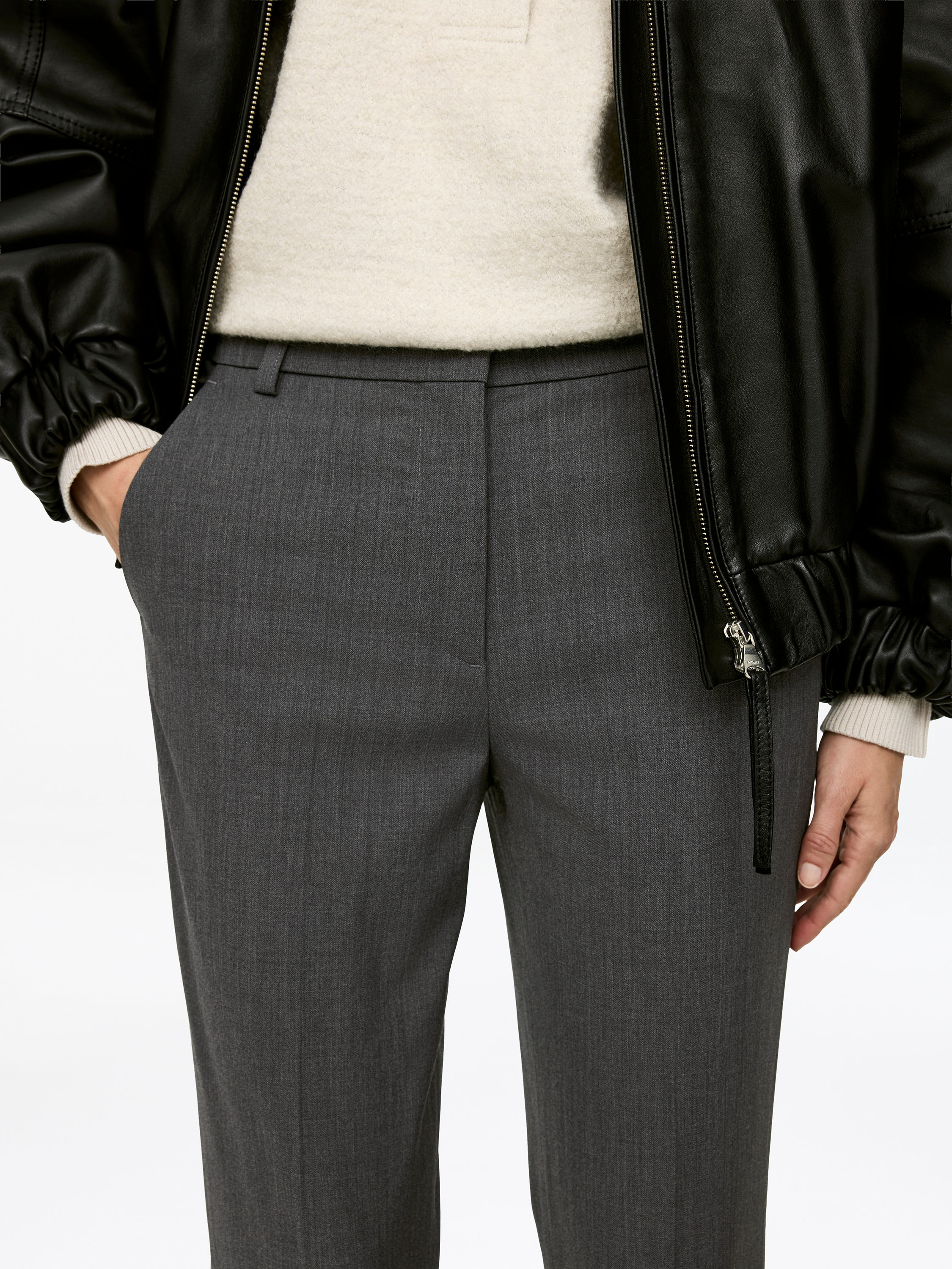 Tailored Wool-Blend Trousers - Dark Grey Melange - Slim fit - Women - StillMedia/Lookbook - 10