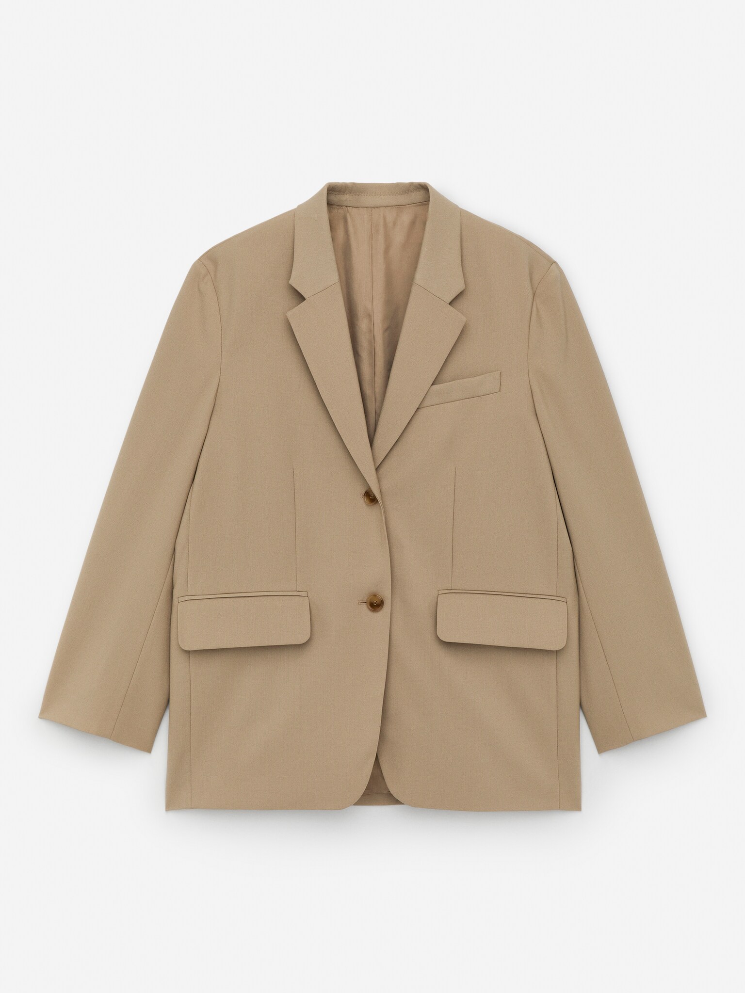 Blazer oversize en laine - Beige/Bleu foncé