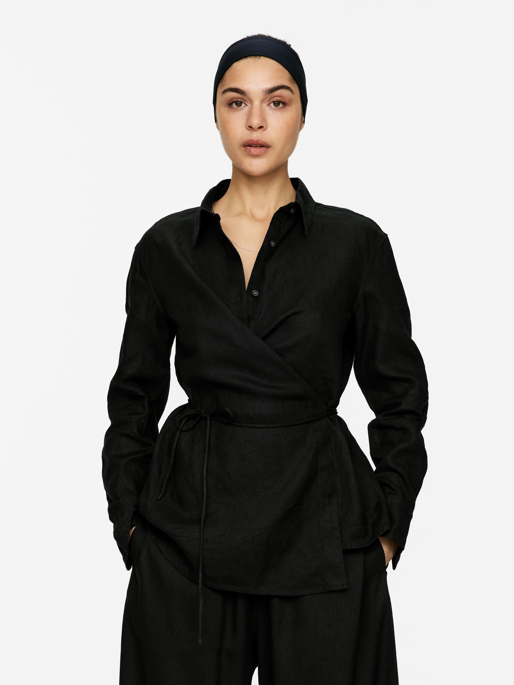 Wrap Linen Shirt-#272628-15174