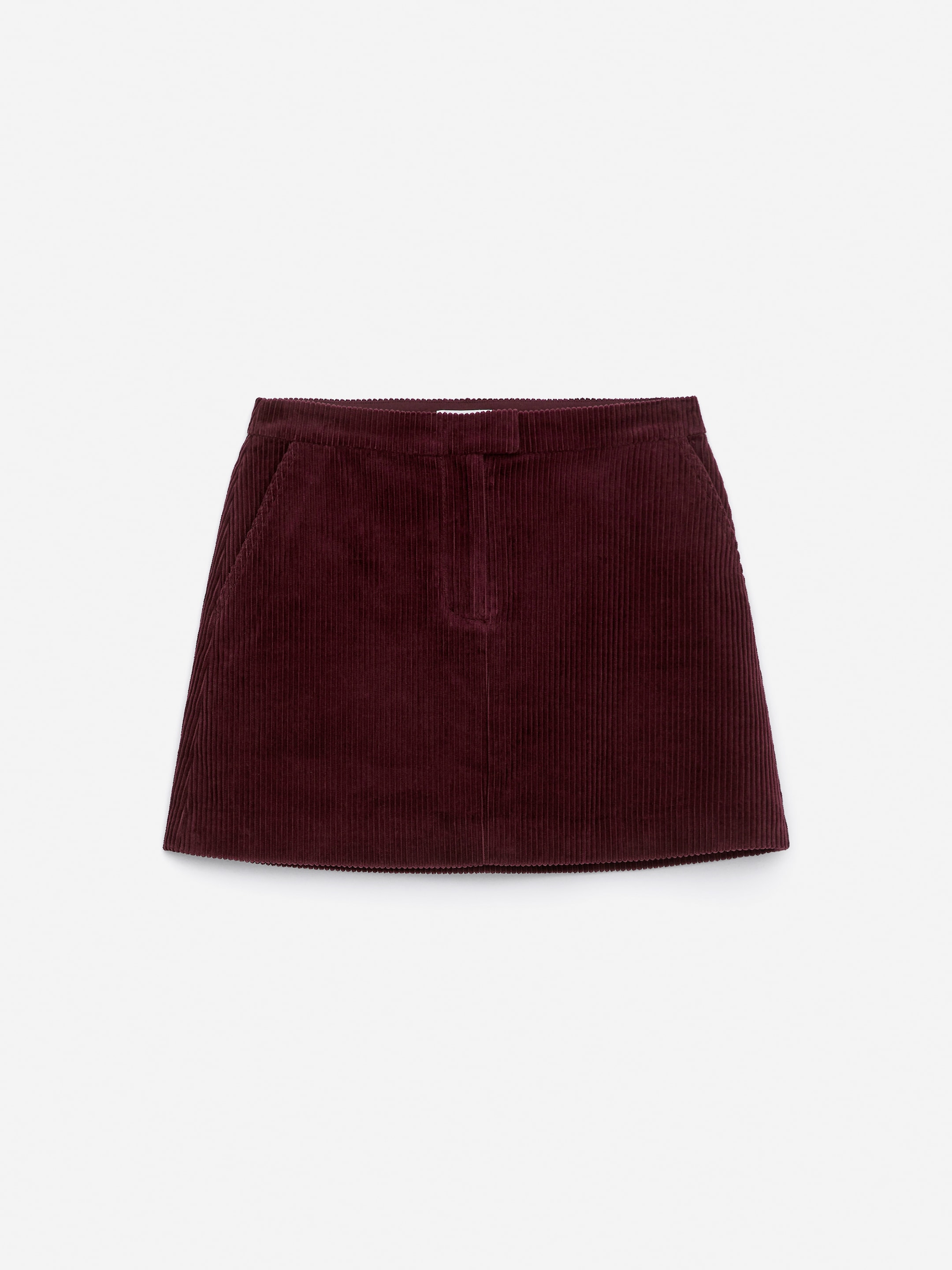 Corduroy Mini Skirt-#4B262D-16101