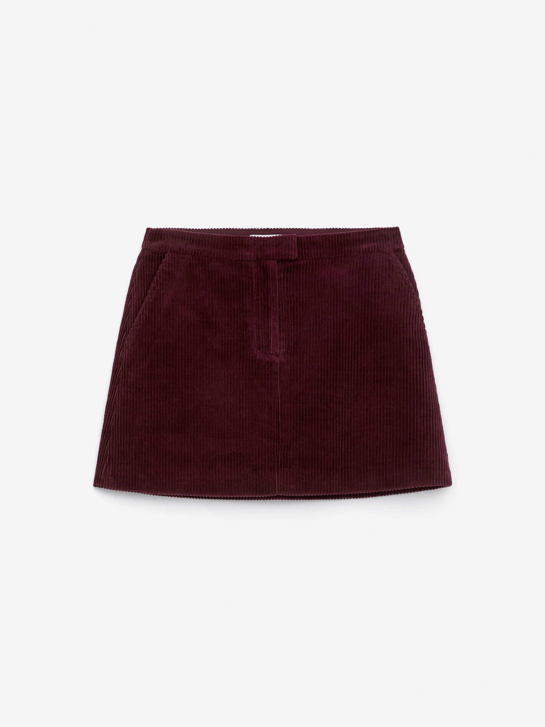 Corduroy Mini Skirt-#4B262D-16101