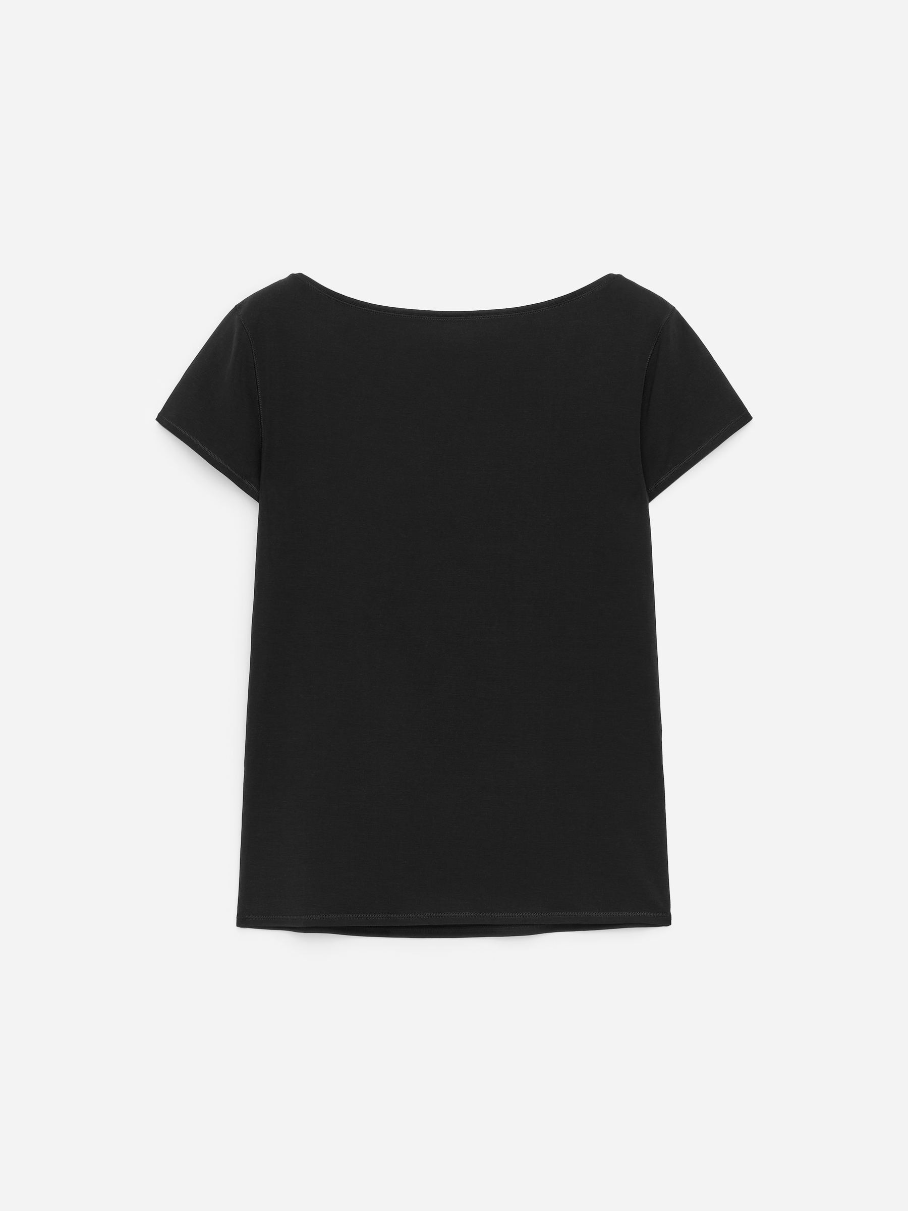 T-shirt z dekoltem w łódkę-#272627-18666