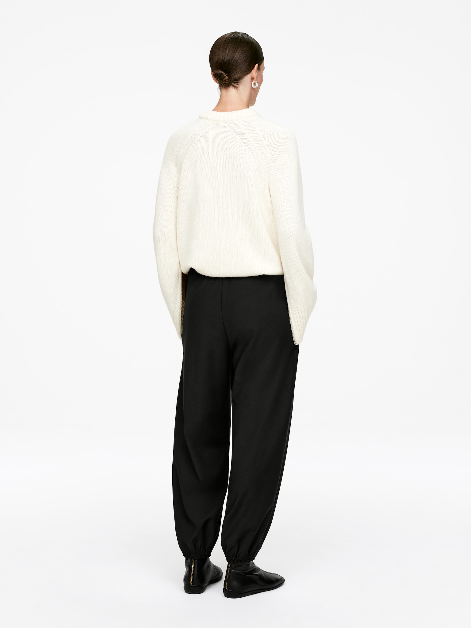 Zip-Detail Trousers - Black - 4