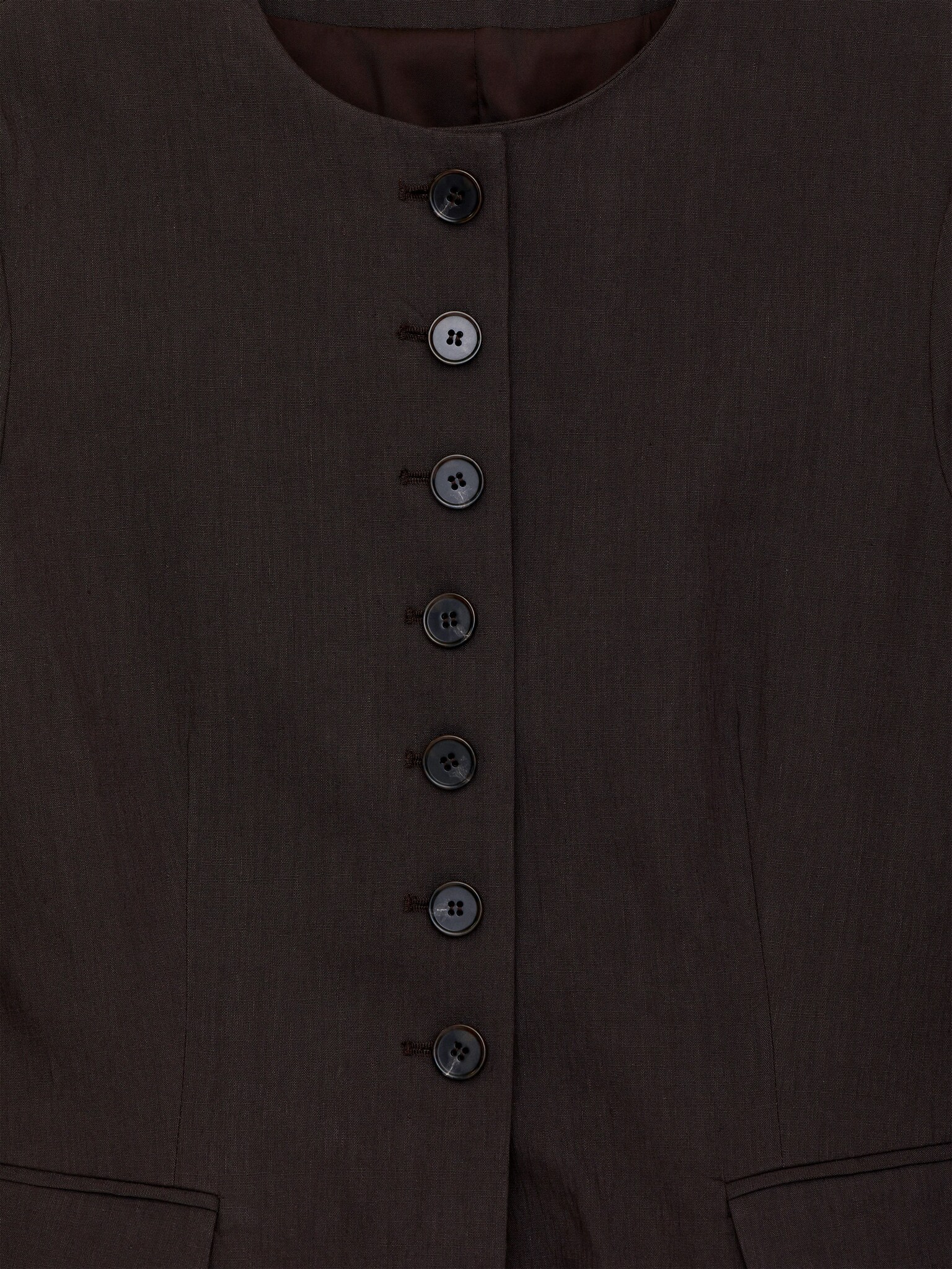 Blazer en lin mélangé - Marron foncé/Noir - 4