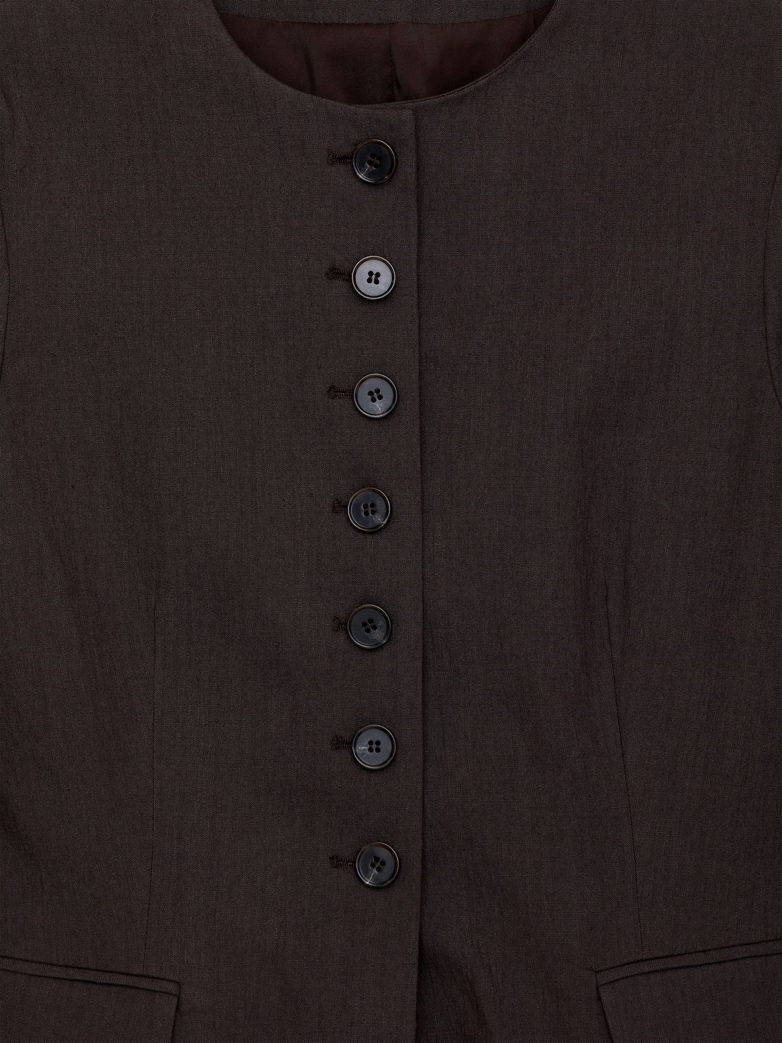 Blazer en lin mélangé - Marron foncé/Noir - 4