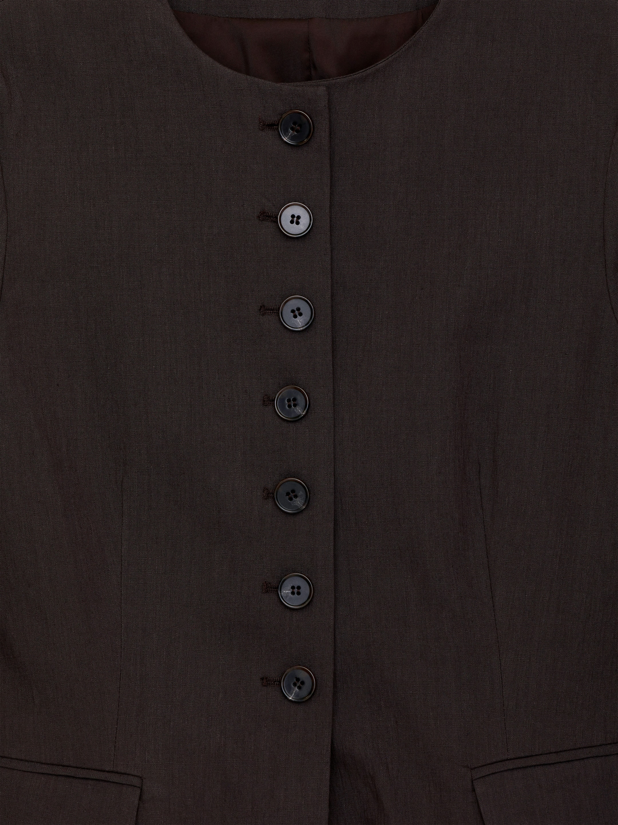 Linen-Blend Blazer - Dark Brown - Slim fit - Women - StillMedia/DescriptiveDetail - 2