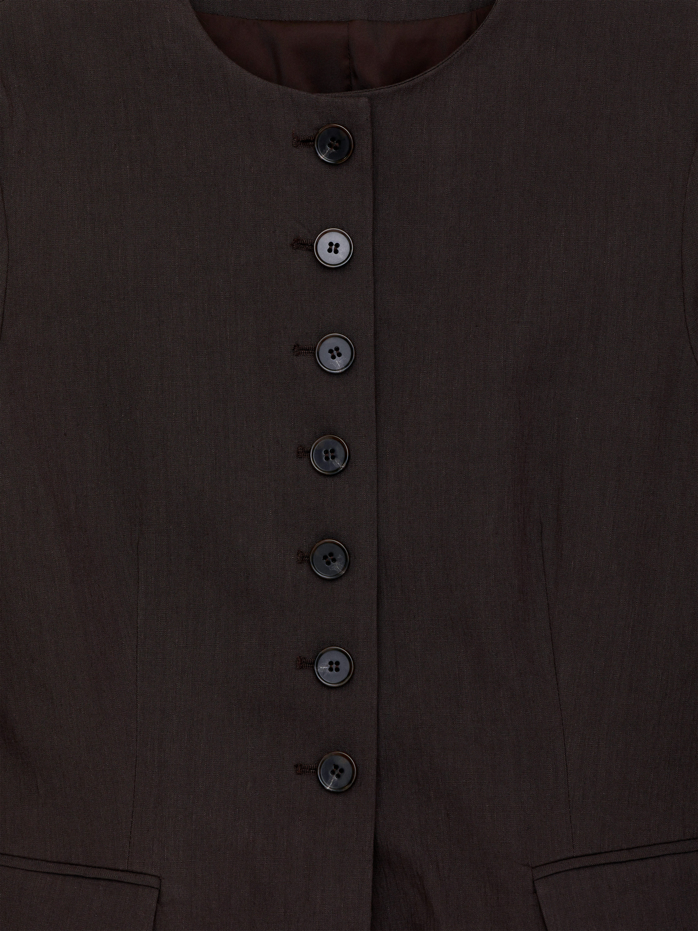 Linen-Blend Blazer - Dark Brown - Slim fit - Women - StillMedia/DescriptiveDetail - 2
