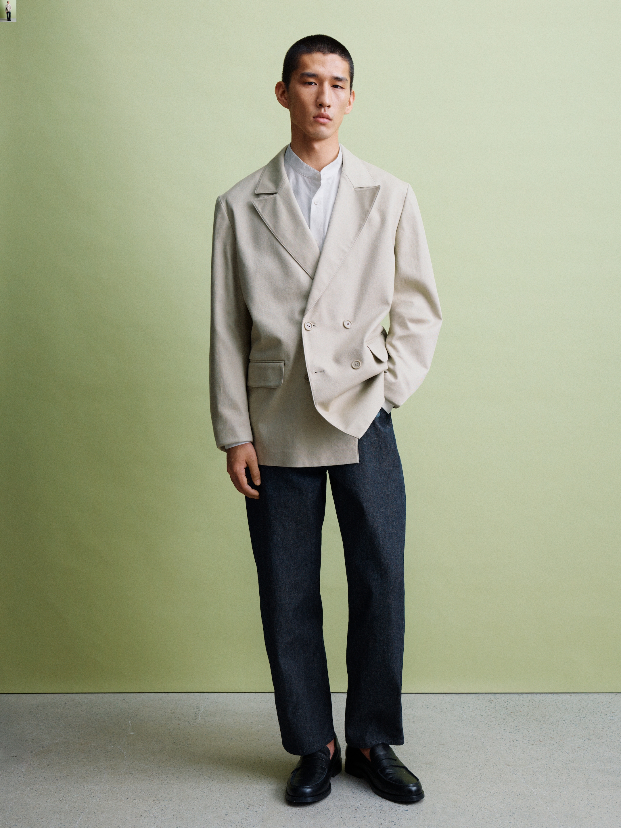 Dubbelknäppt kavaj - Ljus mullvad - Relaxed fit - Men - StillMedia/Environmental - 1