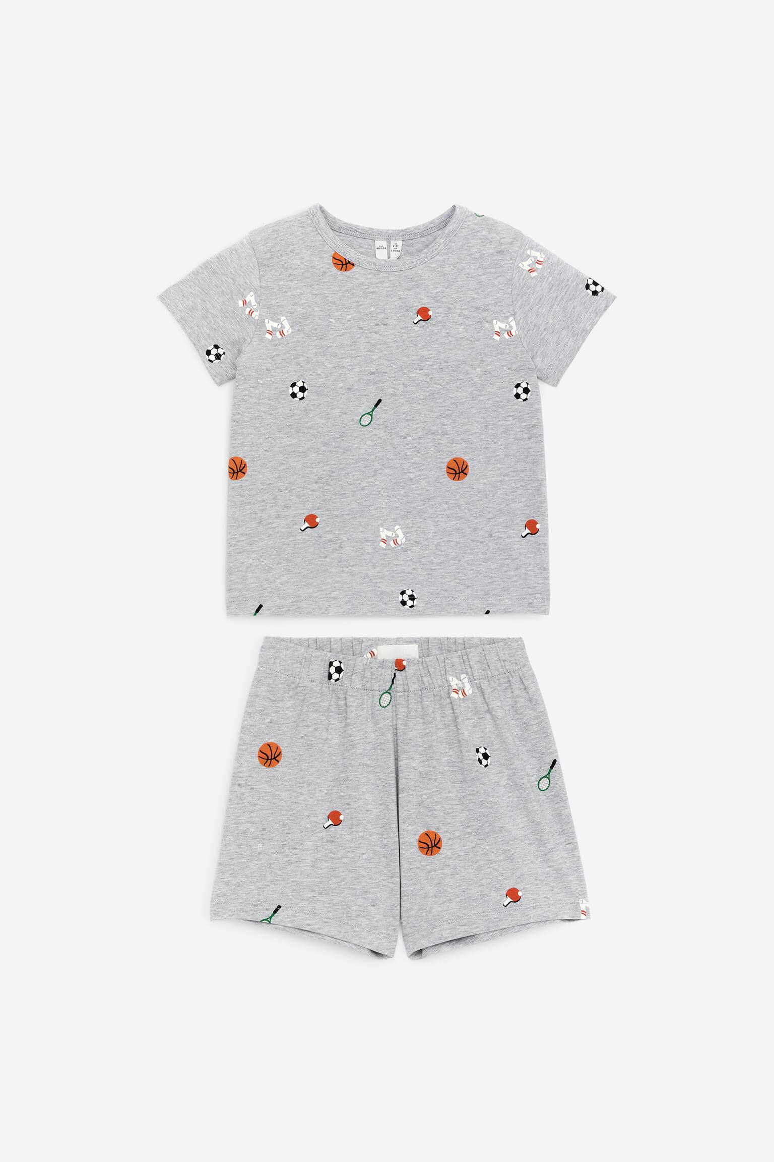 Κοντό σετ πιτζάμας από ζέρσεϊ - Γκρι/Blue/White/Πράσινο/Ριγέ/Ροζ/Καρδιές - 1