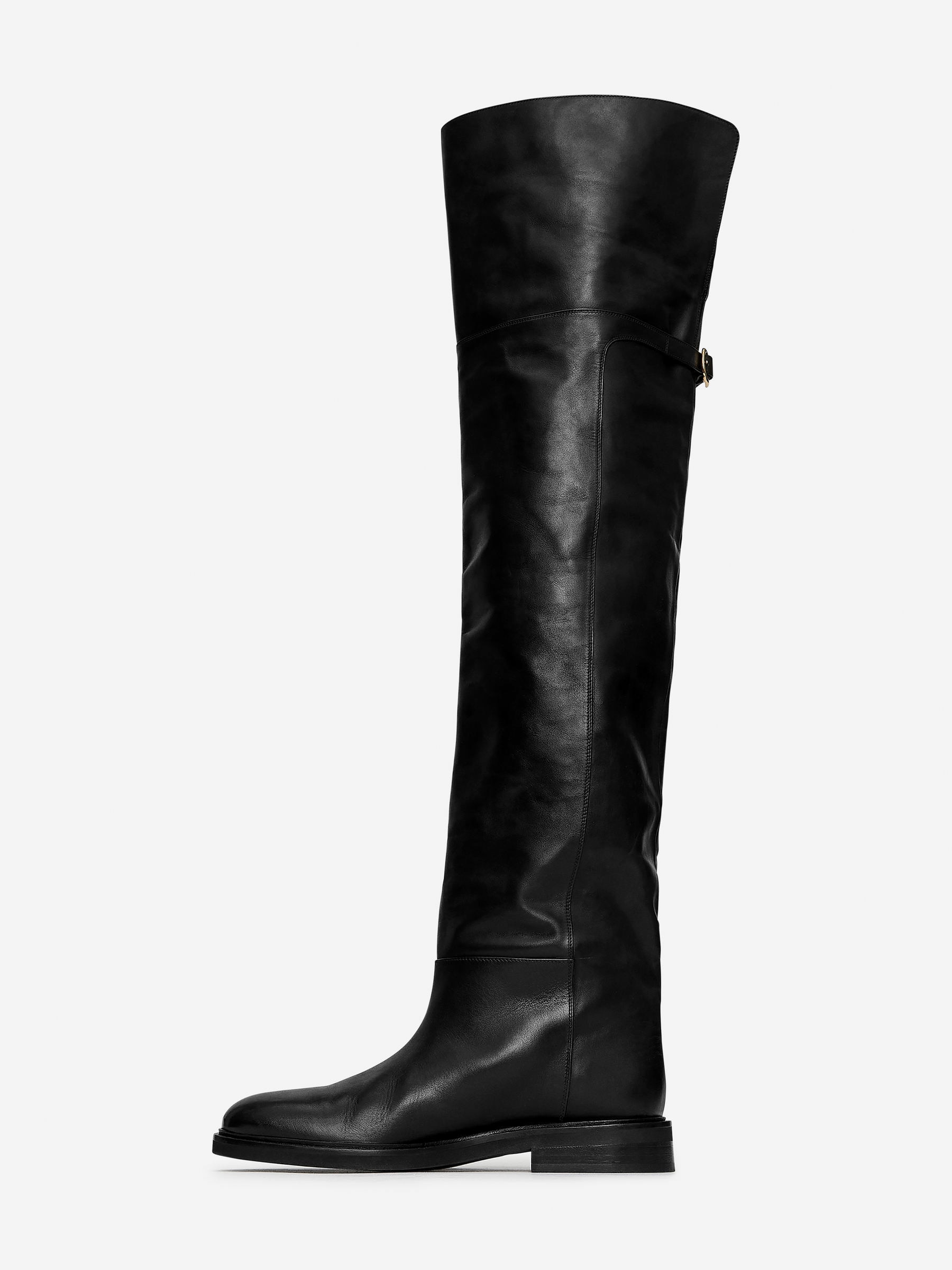 Over-The-Knee Leather Boots - Black - Women - StillMedia/DescriptiveStillLife - 10