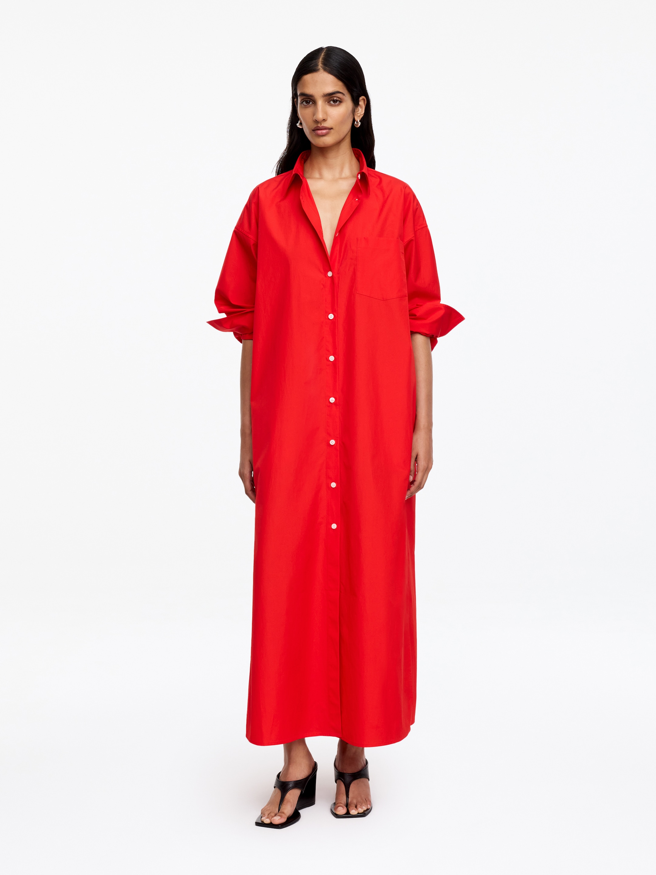 Cotton Shirt Dress-#B32B34-19515