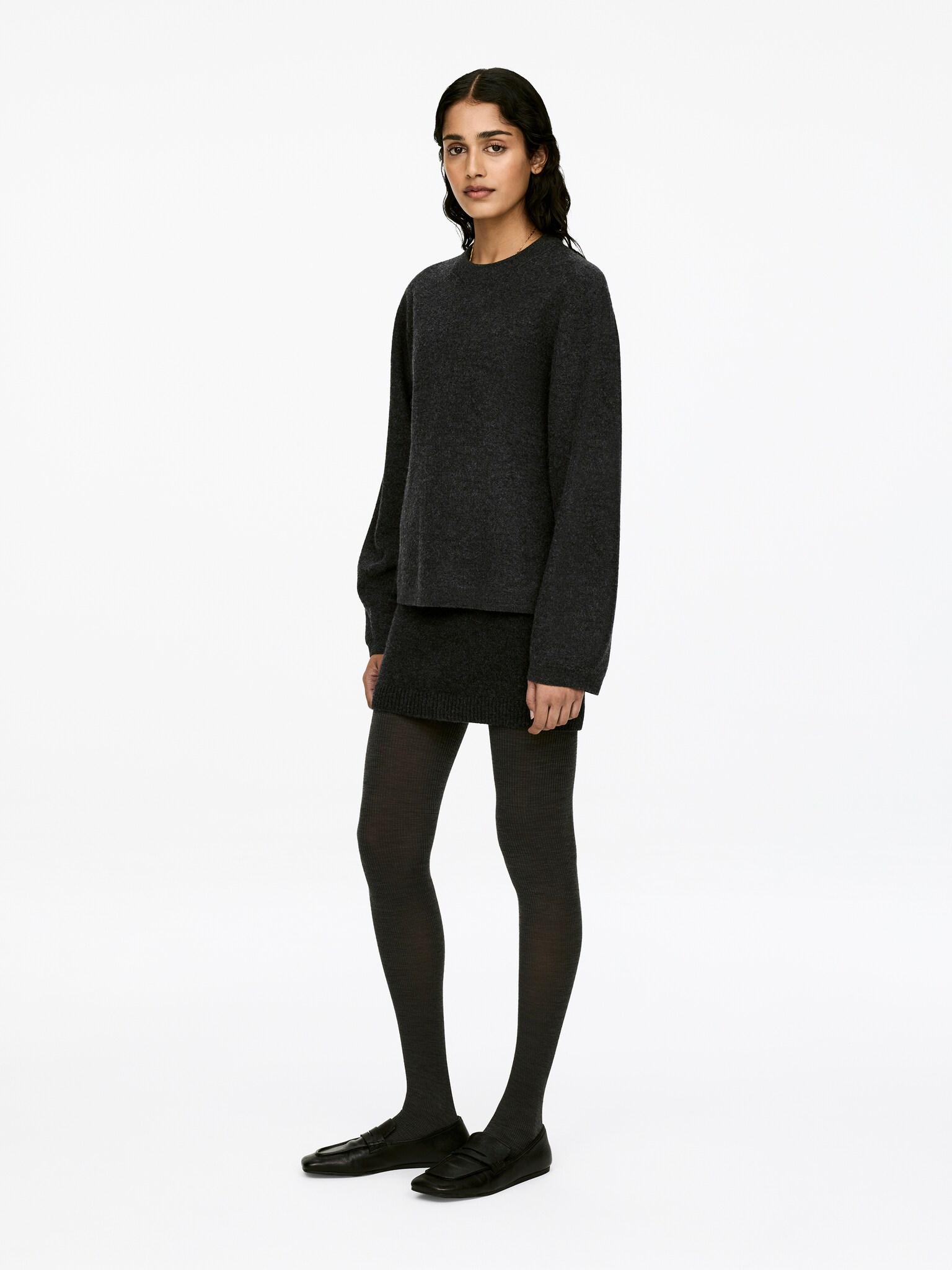Pull en laine bouillie - Gris foncé chiné/Rose poudré - 3