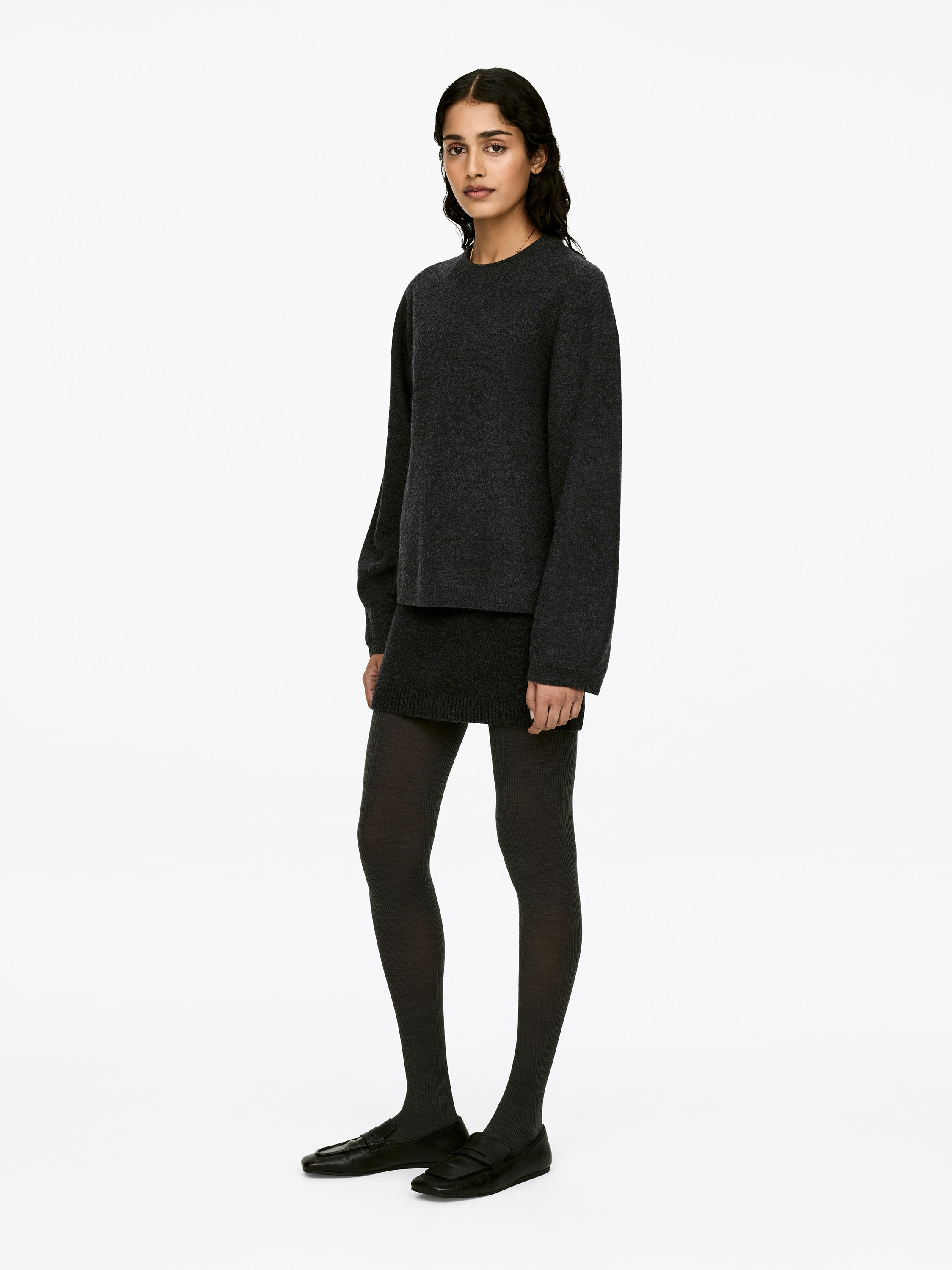 Boiled Wool Jumper - Dark Grey Melange - Regular fit - Women - StillMedia/Lookbook - 6