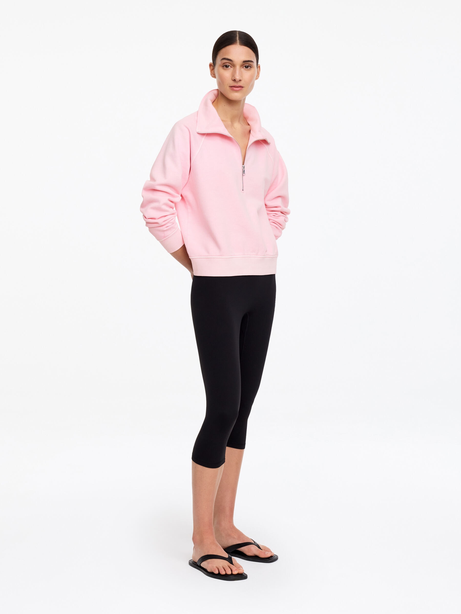 French-Terry-Sweatshirt mit kurzem Reißverschluss - Rosa - Relaxed Fit - Damen - StillMedia/Lookbook - 4