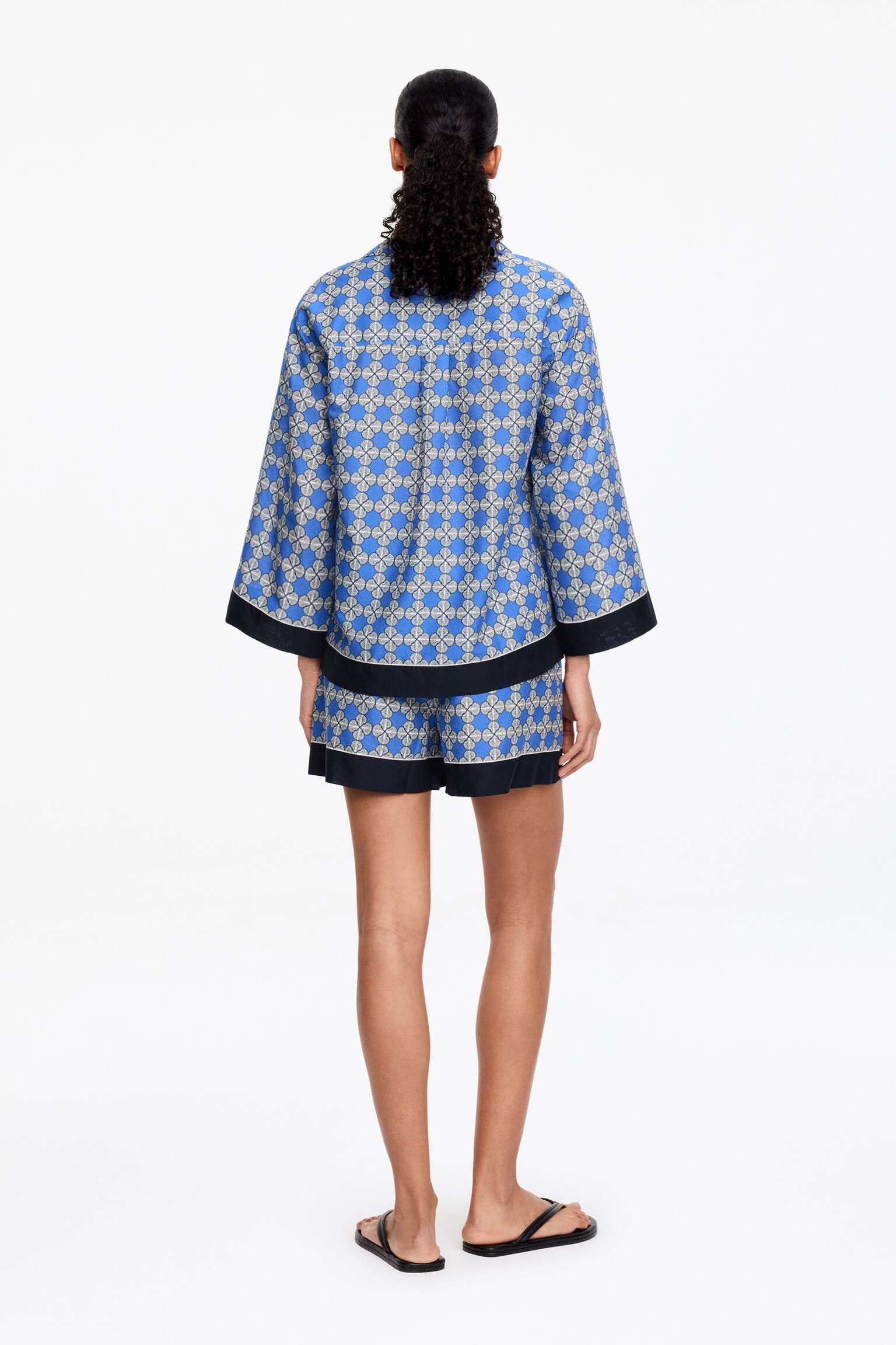Chemise en lyocell mélangé-Bleu - 3