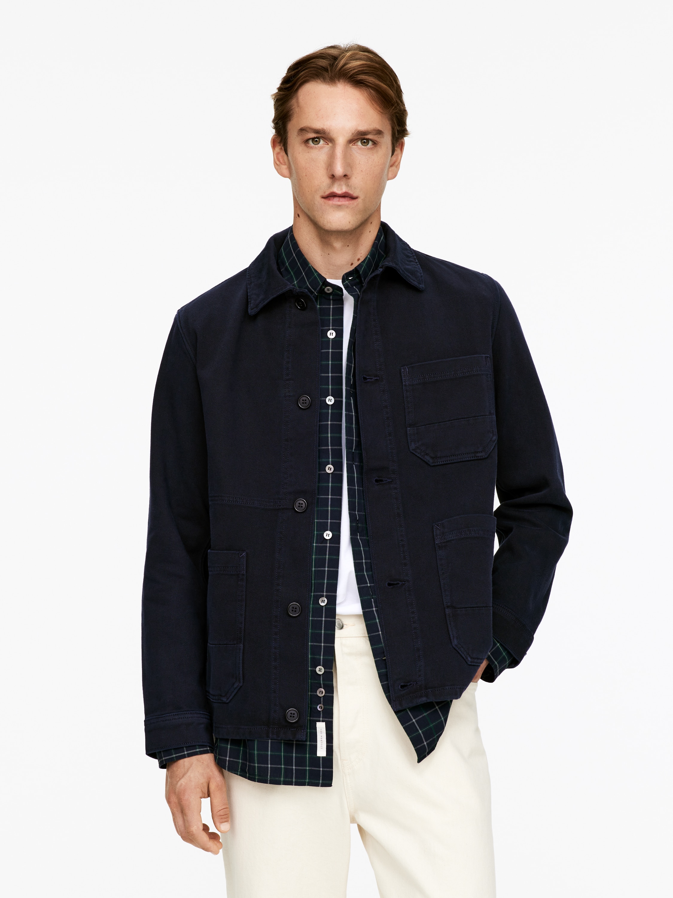 Sobrecamisa de sarga teñida - Azul oscuro/Azul Klein/Marrón oscuro/Topo/Marrón