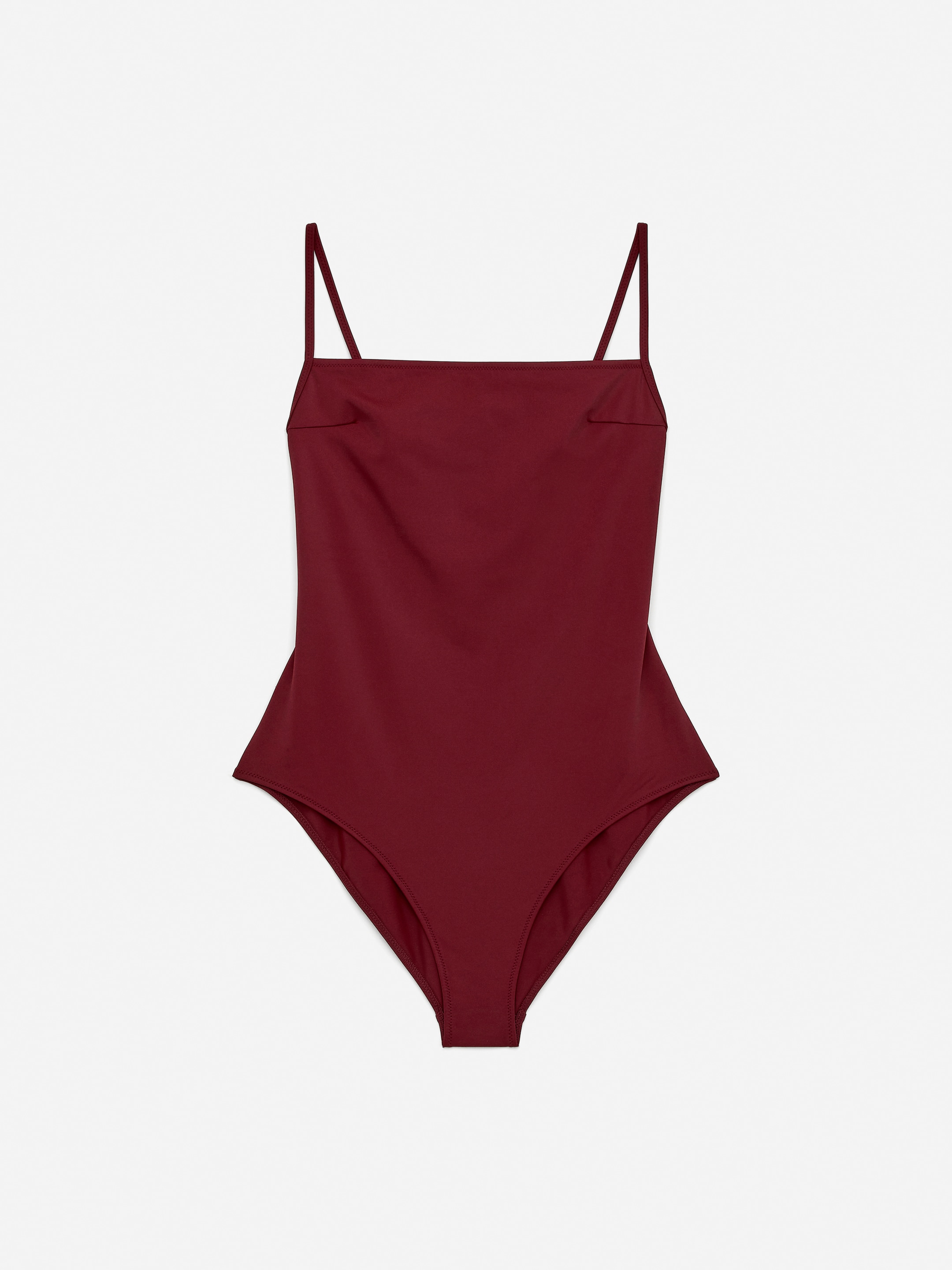 Square-Neck Swimsuit-#582B34-15202