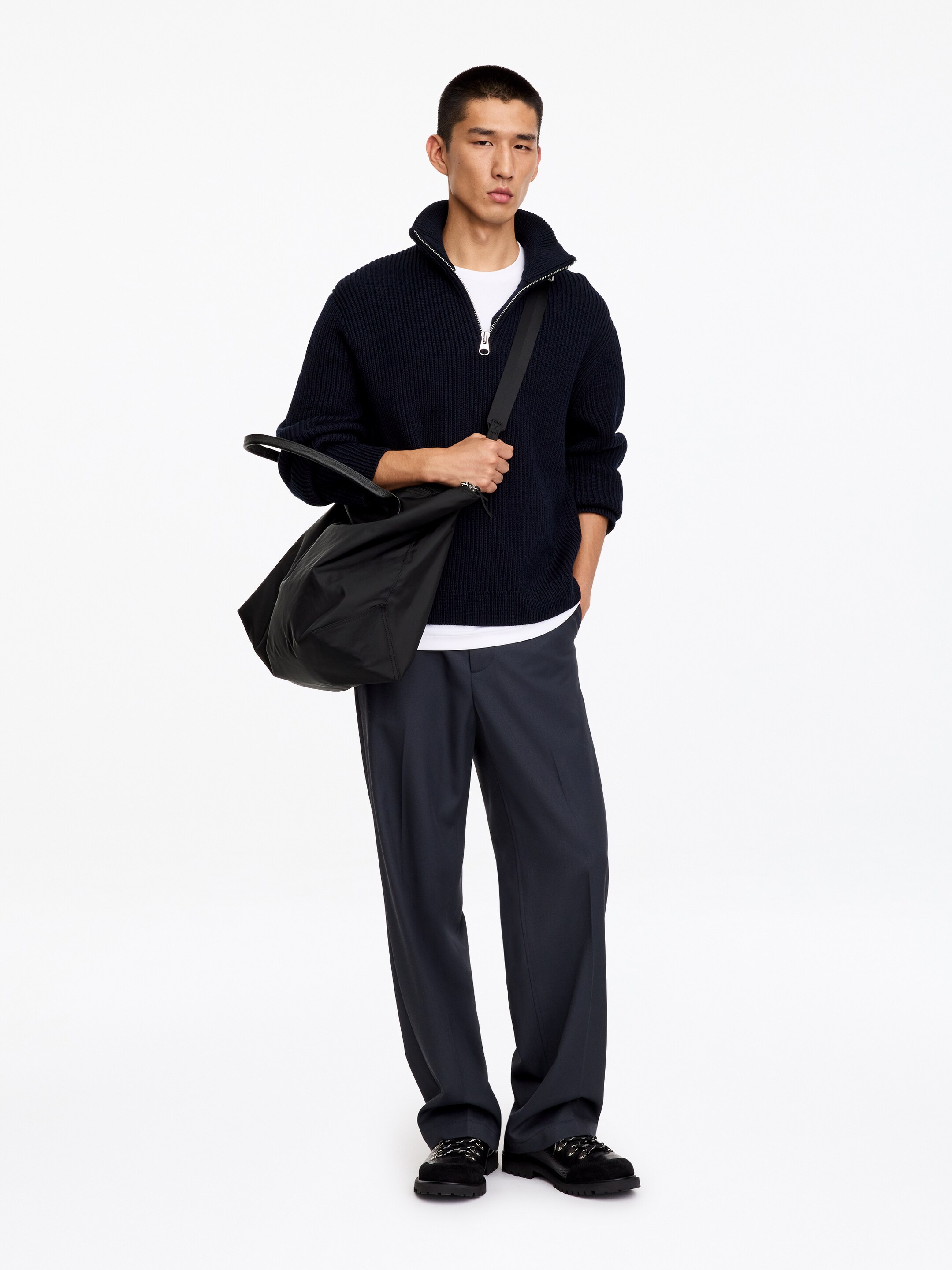 36-Stunden-Tragetasche mit Lederdetails - Schwarz - men - StillMedia/Lookbook - 11