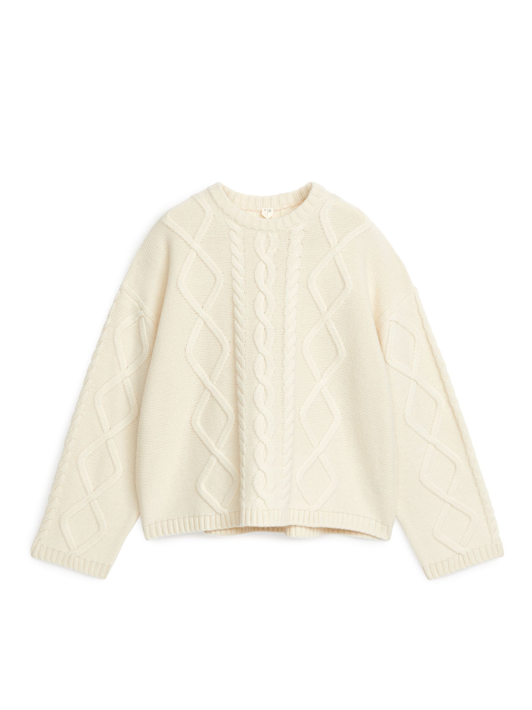 Cable-Knit Wool Jumper - Off White - Luźny fason - Women - StillMedia/DescriptiveStillLife - 1