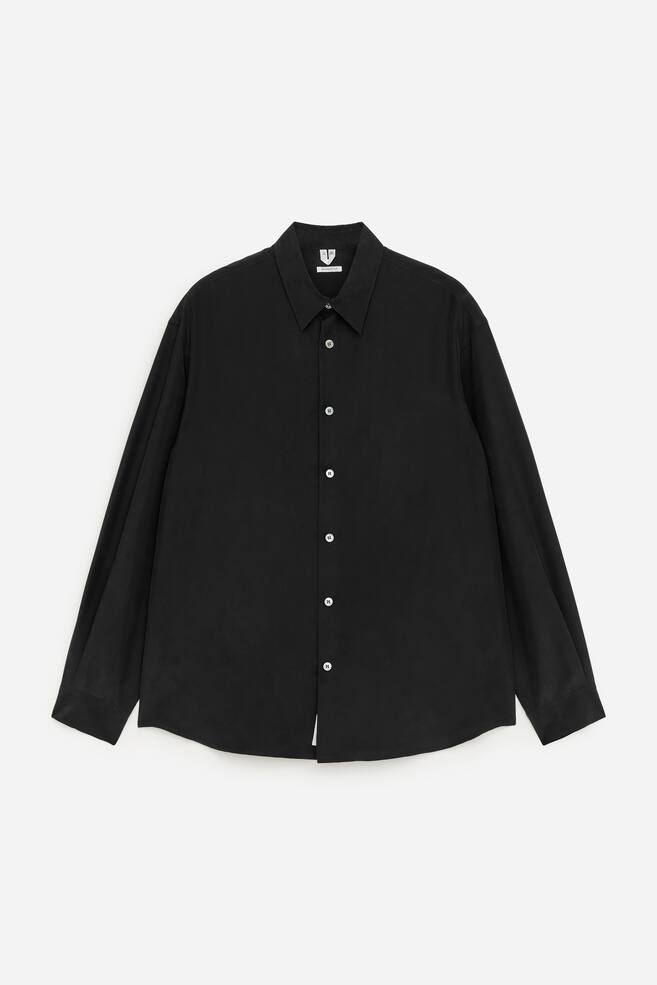 Camisa de seda holgada - Negro roto - 1