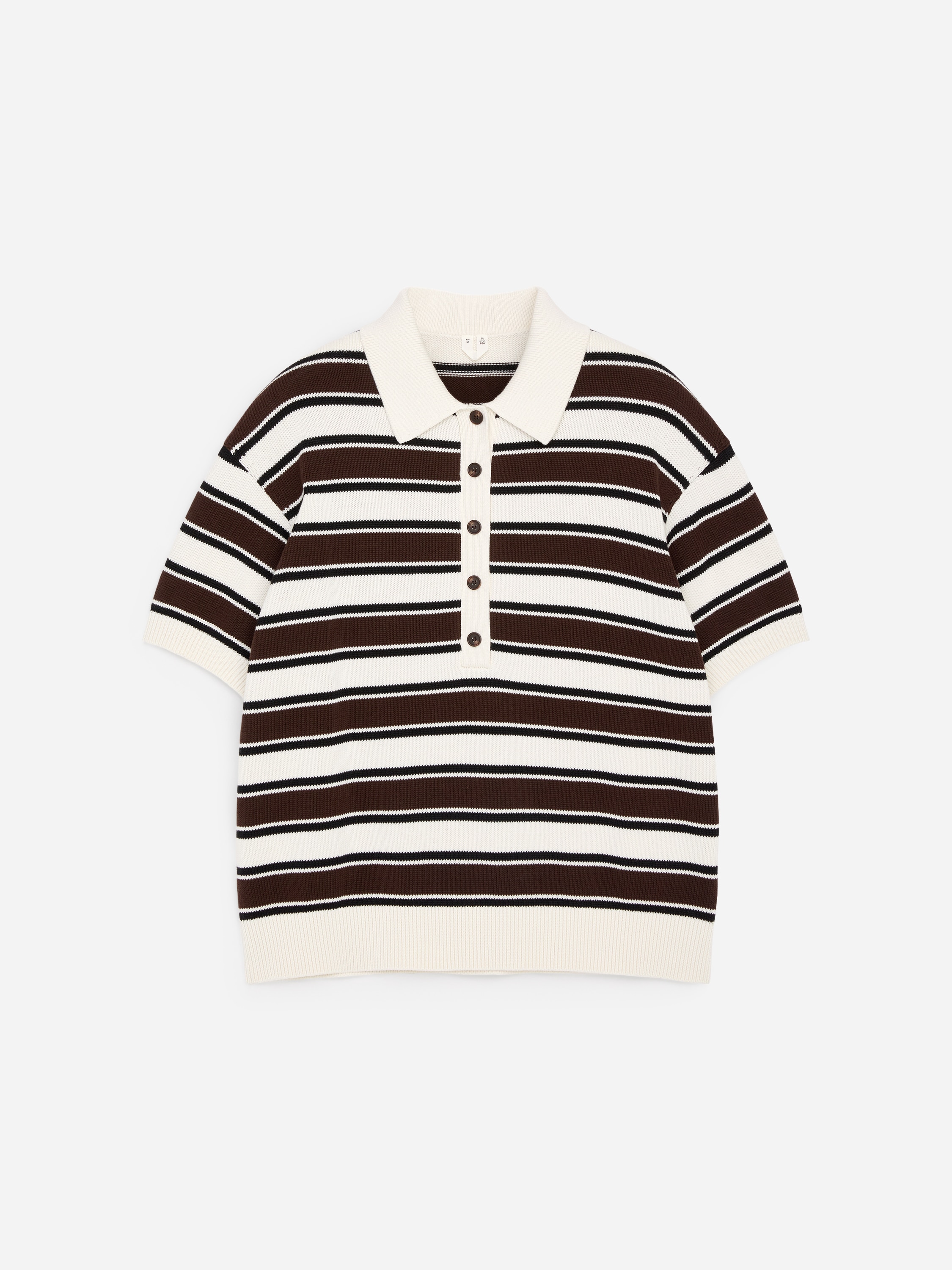 Kortærmet poloshirt i bomuld - Brun/hvid/Gul/blå