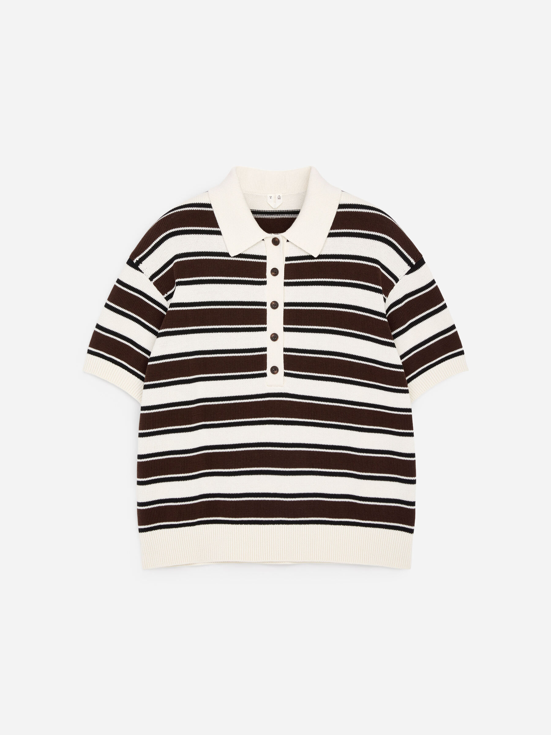 Polo en coton à manches courtes - Marron/Blanc - Regular fit - Femme - StillMedia/DescriptiveStillLife - 1