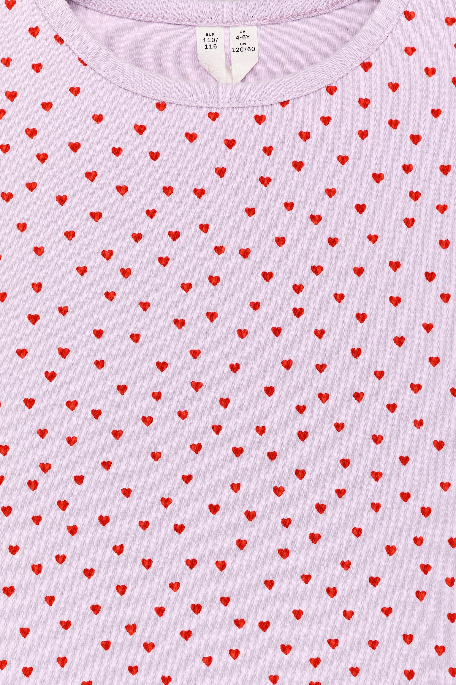 Ribbet top - Lyserød/røde hjerter/Lyserød/fugle - 2