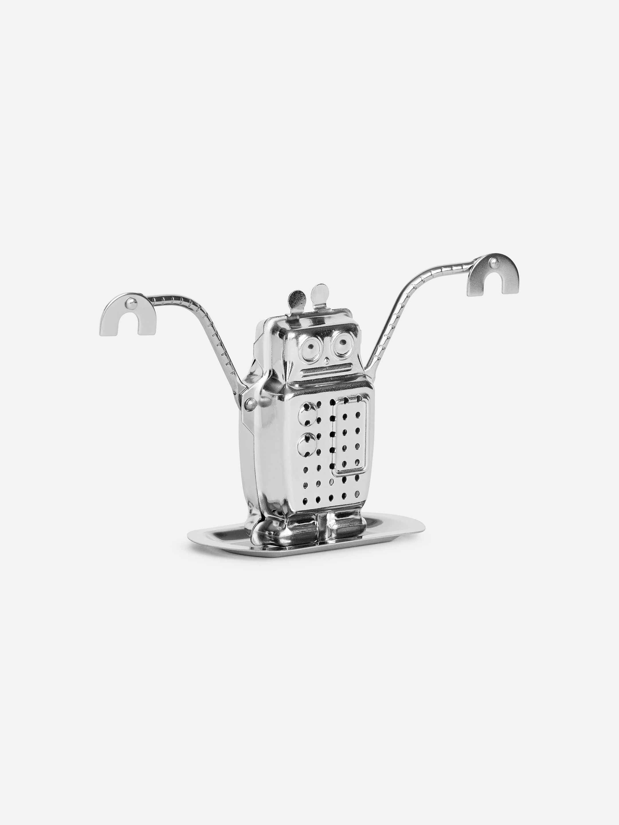 Kikkerland Design Robot Tea Infuser-Silver-coloured-20679