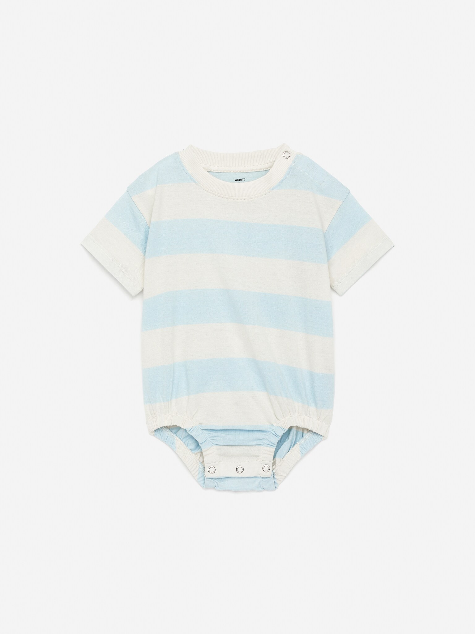 Kurzärmeliger Jersey-Strampler - Hellblau/Cremeweiß