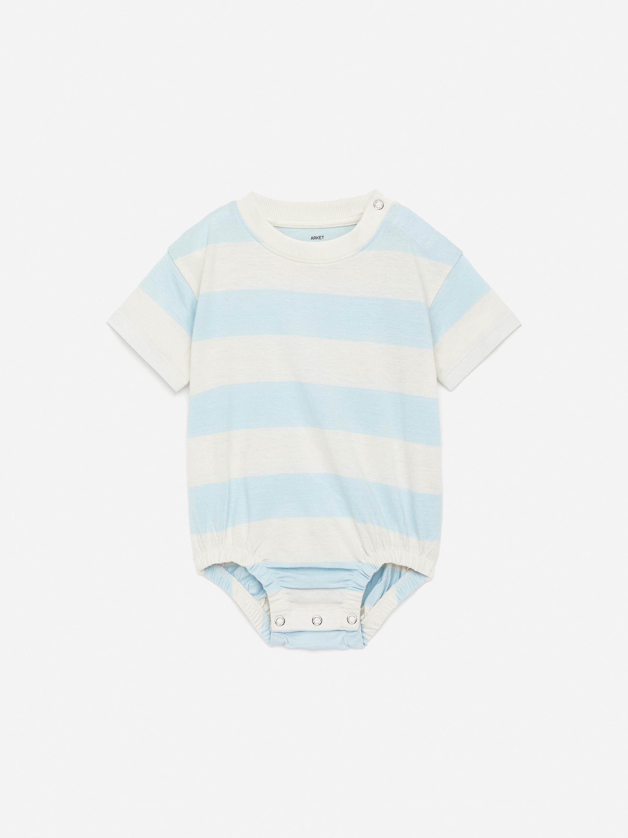Zobacz większy obraz: Short-Sleeved Jersey Romper - Jasnoniebieski/Złamana biel - Dziecko | H&M PL 1