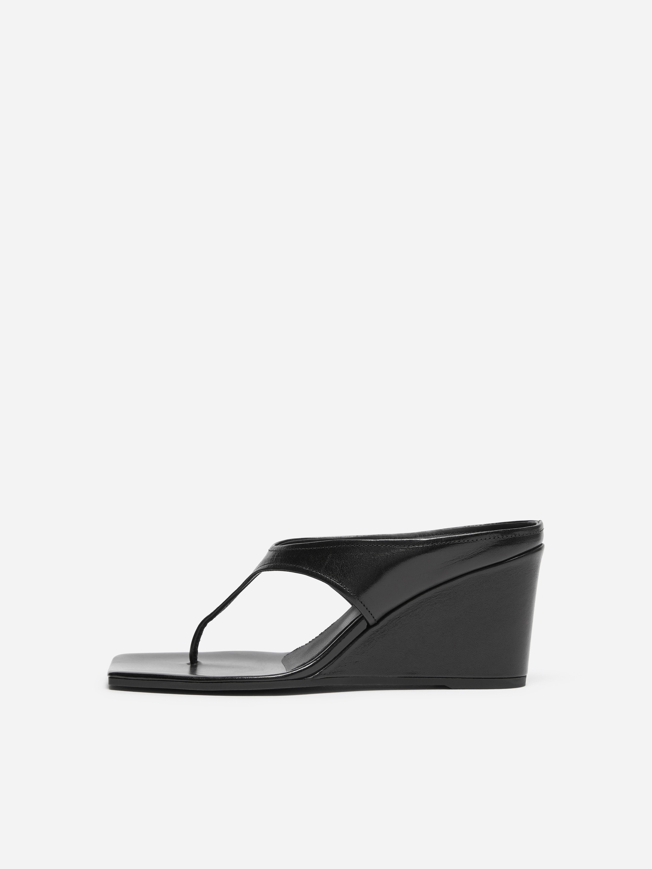 Sandales tong compensées en cuir - Noir - Femme - StillMedia/DescriptiveStillLife - 3