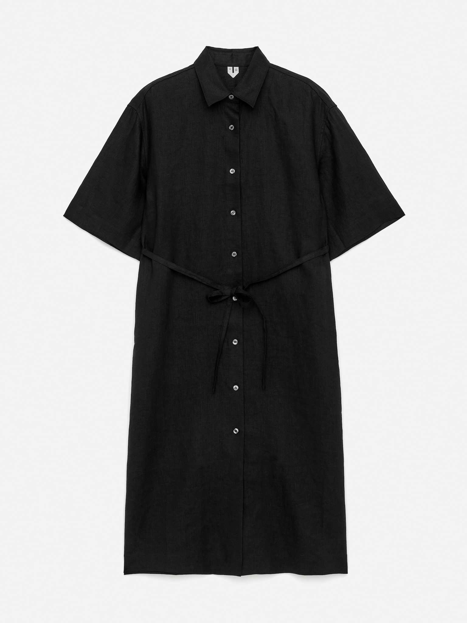 Robe chemise en lin - Noir/Bleu/Blanc - 2