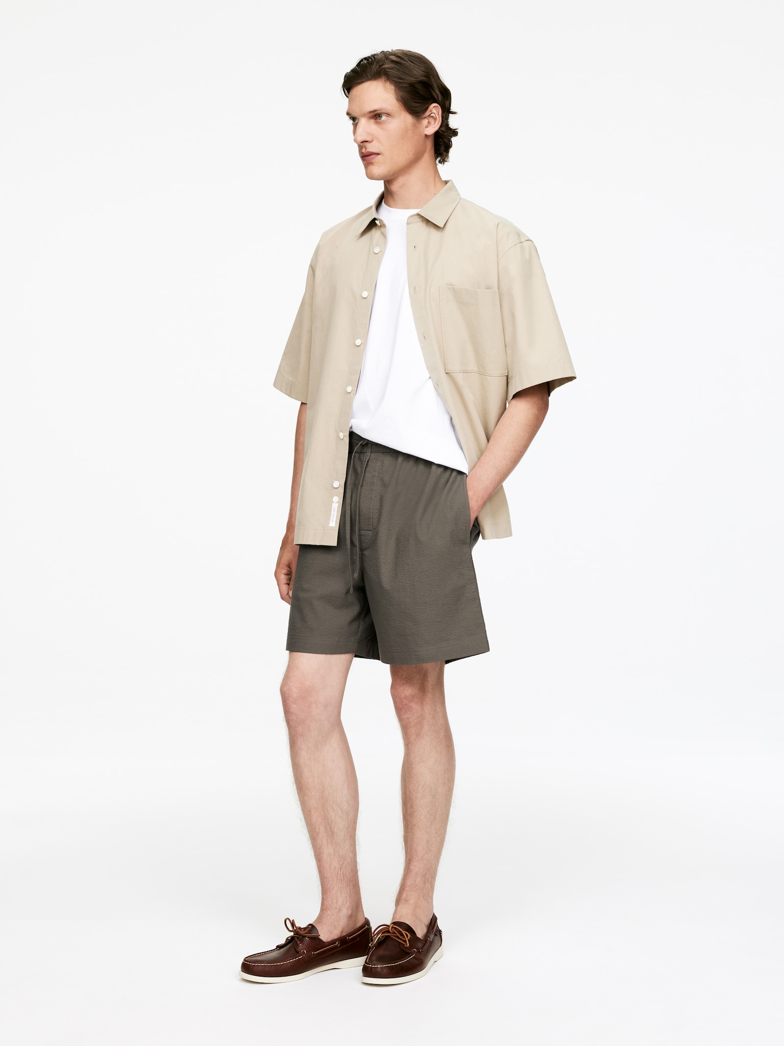 Short en seersucker - Taupe/Noir - 4