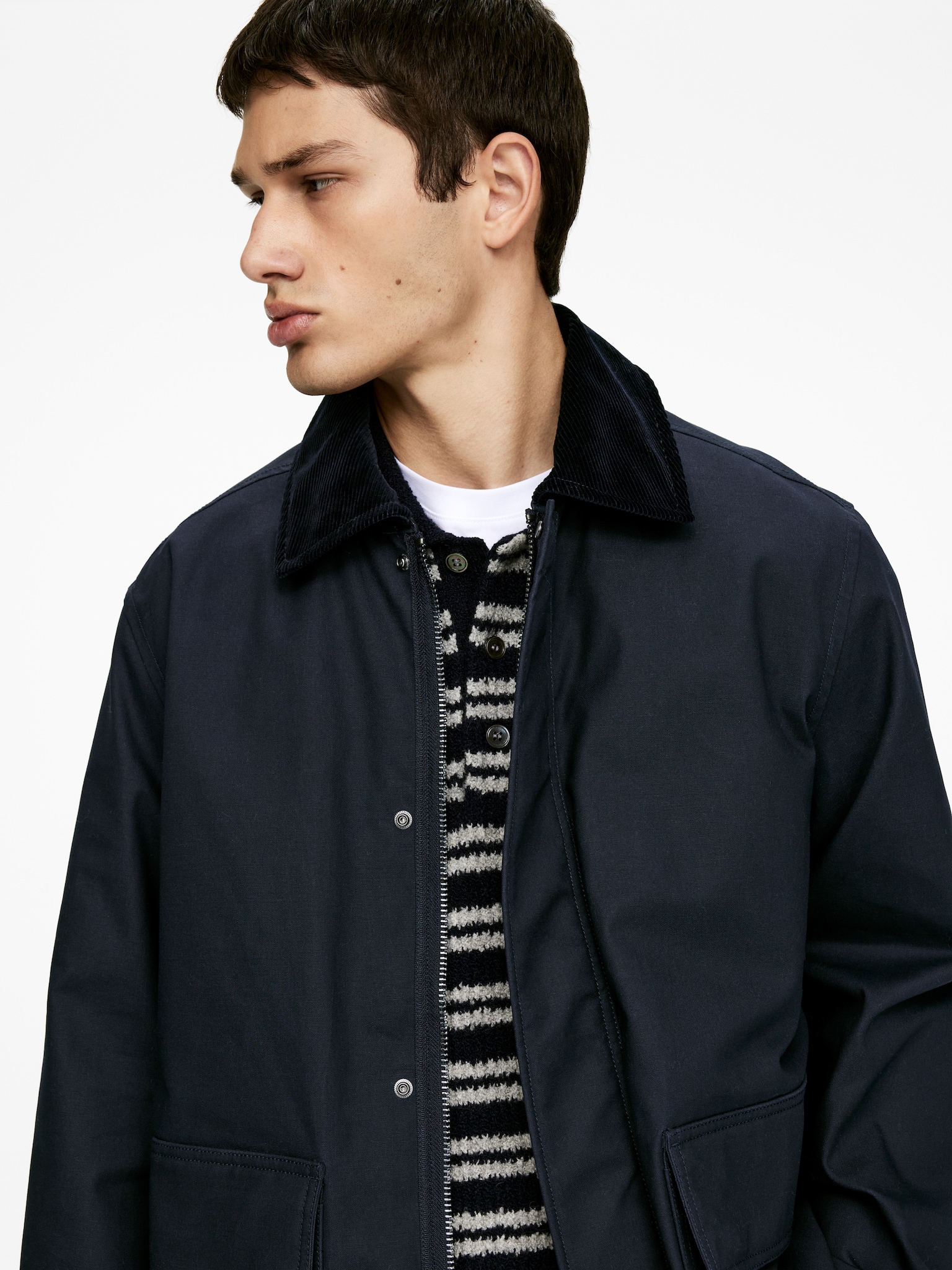 Veste en coton ciré - Bleu foncé/Vert foncé - 8