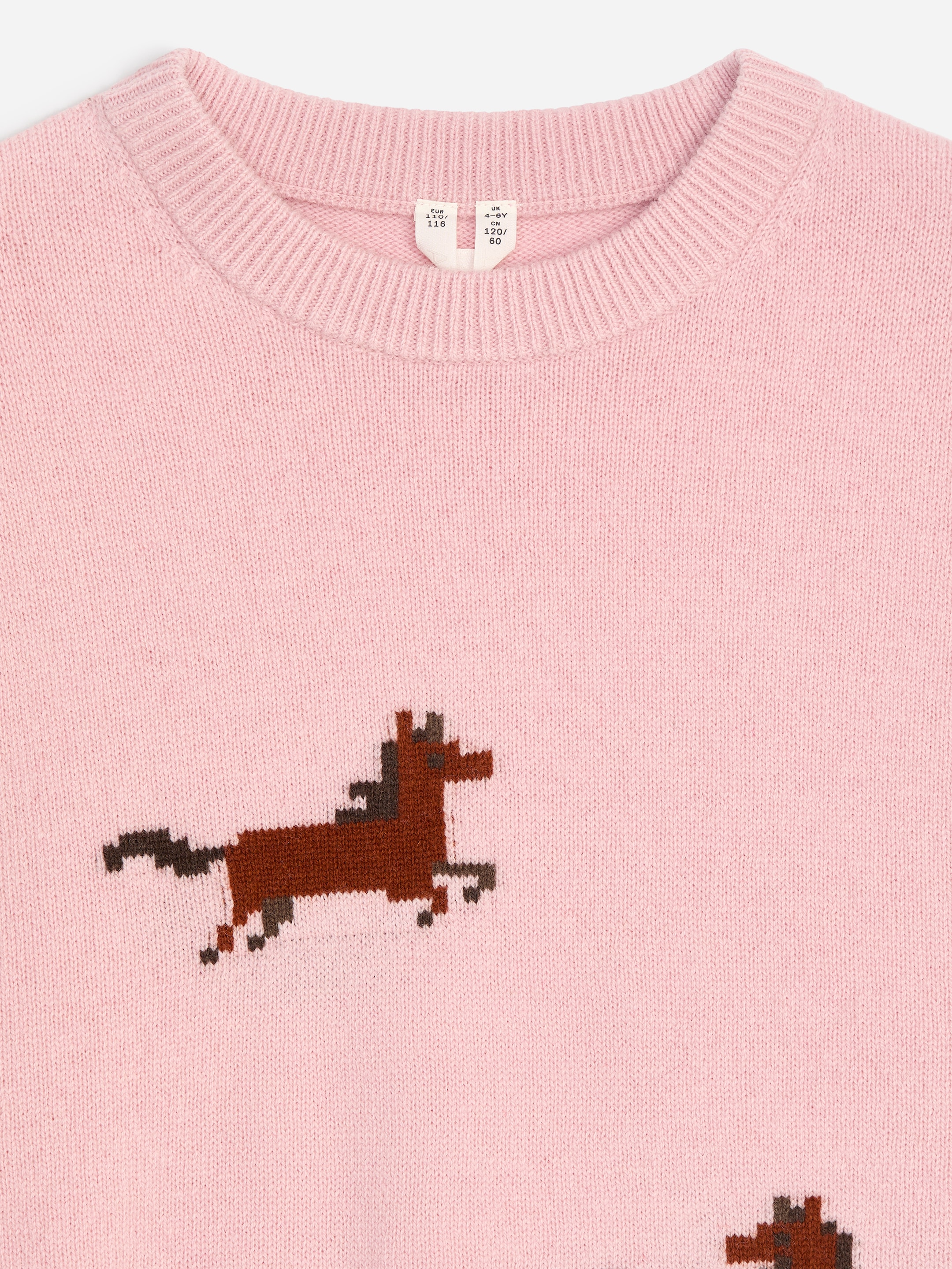 Intarsia-Knit Wool Jumper - Pink/Horses - Relaxed fit - children - StillMedia/DescriptiveDetail - 1